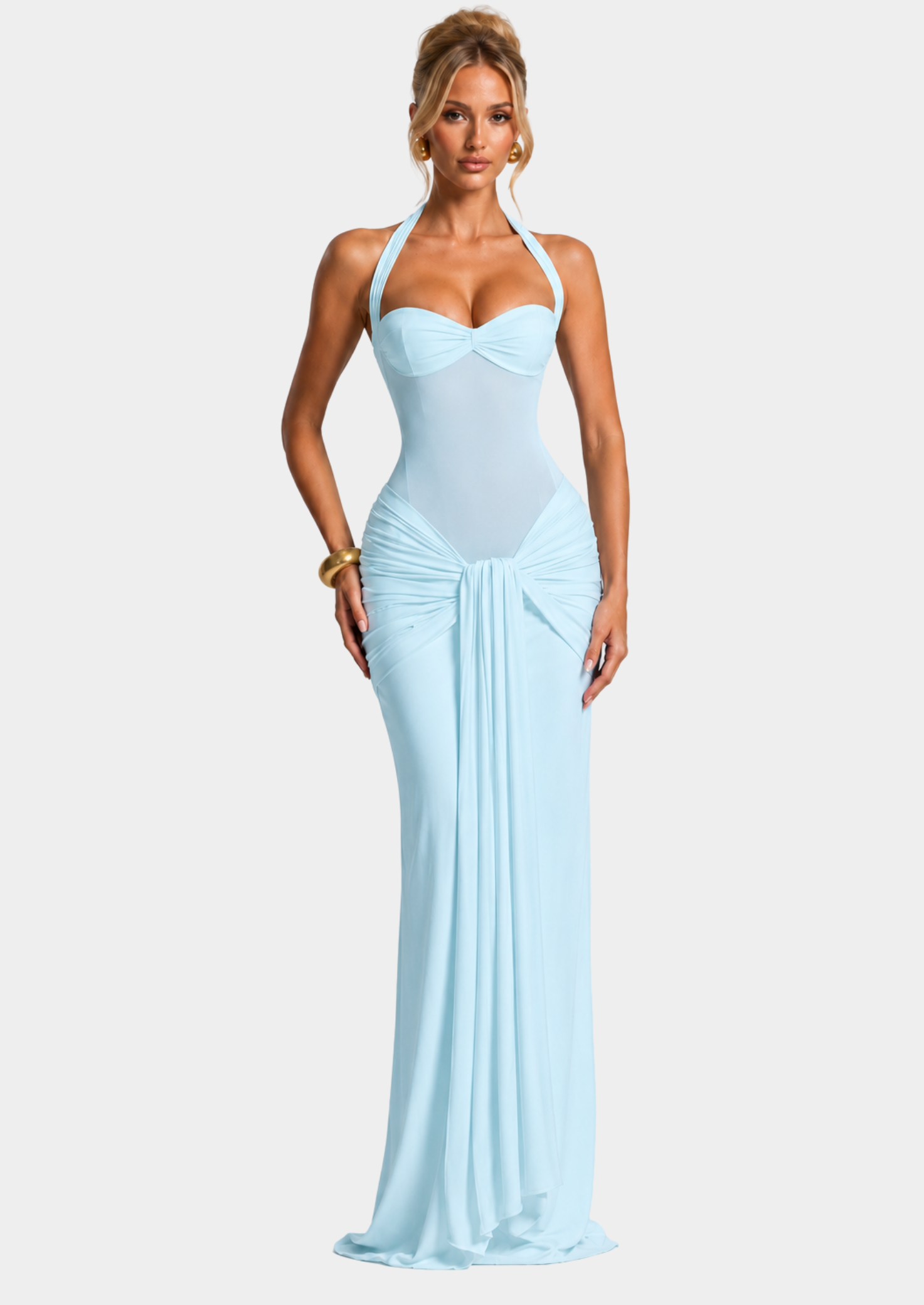 Women’s Maxi Dress with Sweetheart Neckline and Halter Strap