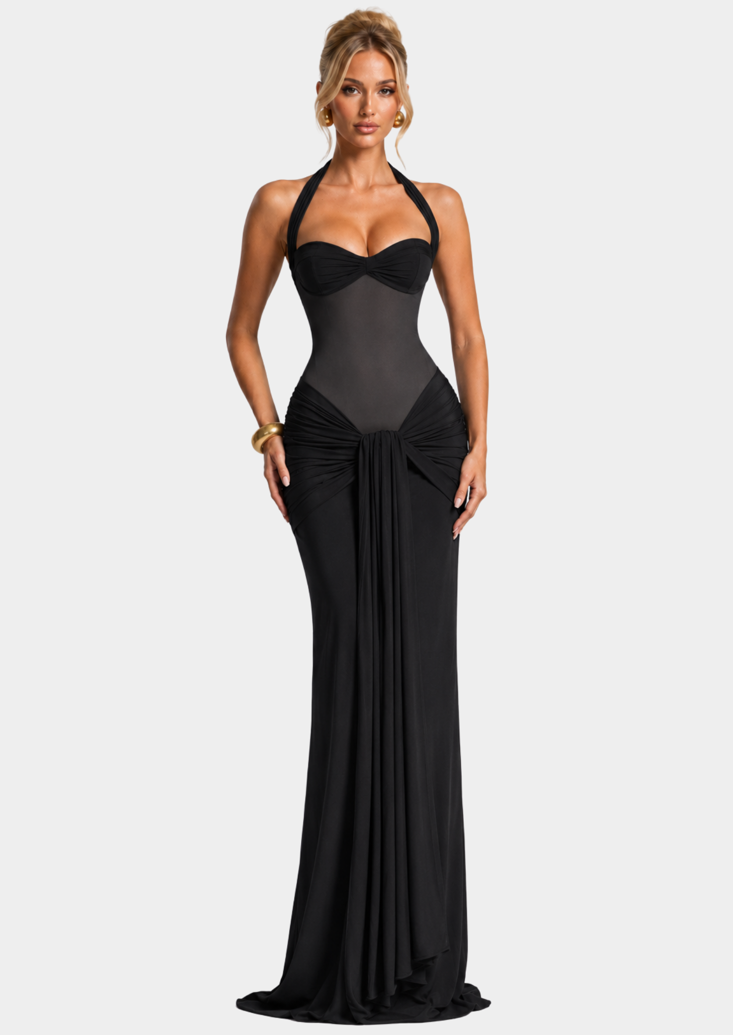 Women’s Maxi Dress with Sweetheart Neckline and Halter Strap