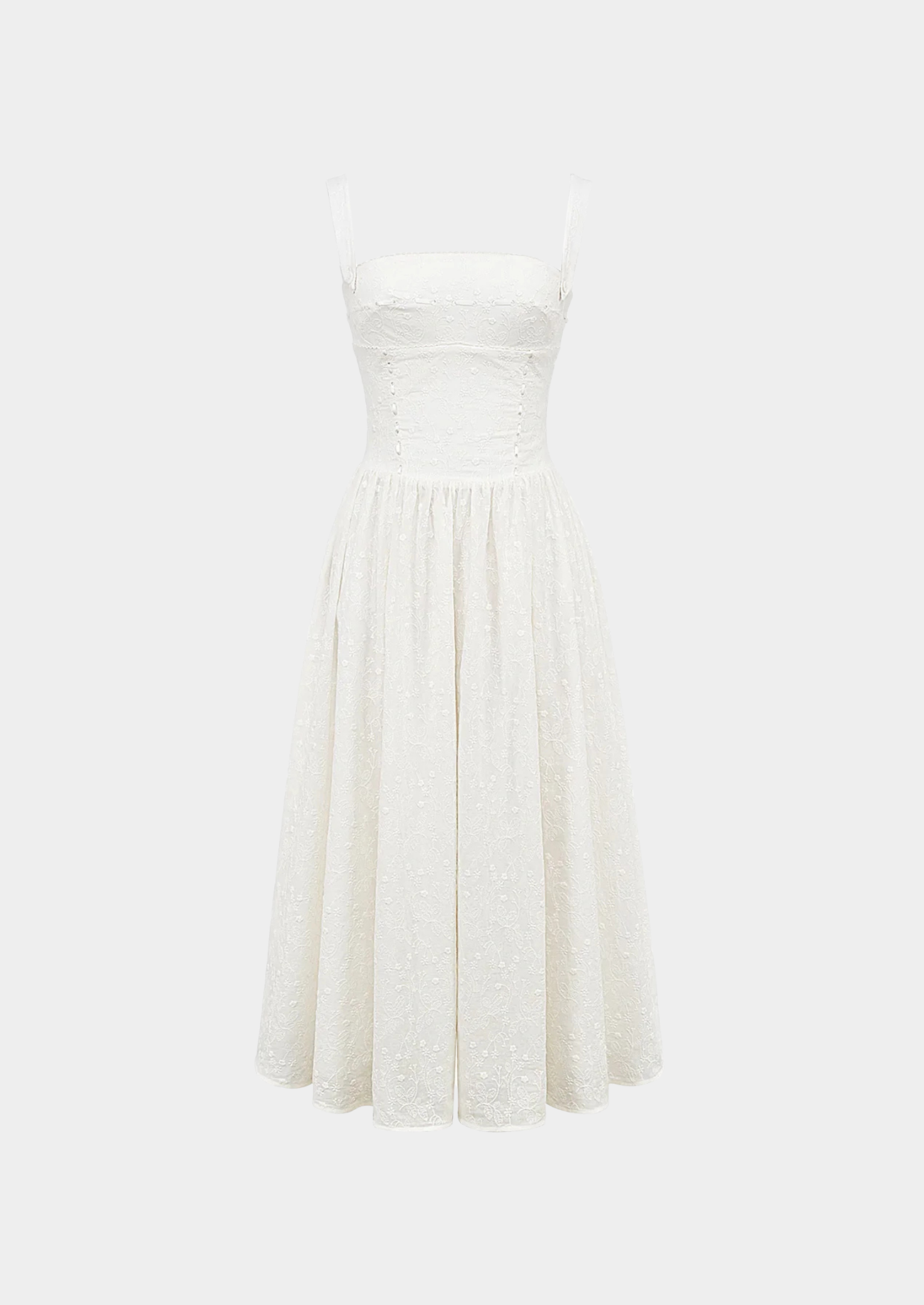 Women’s Midi Sundress with Spaghetti Straps and Gathered Waist