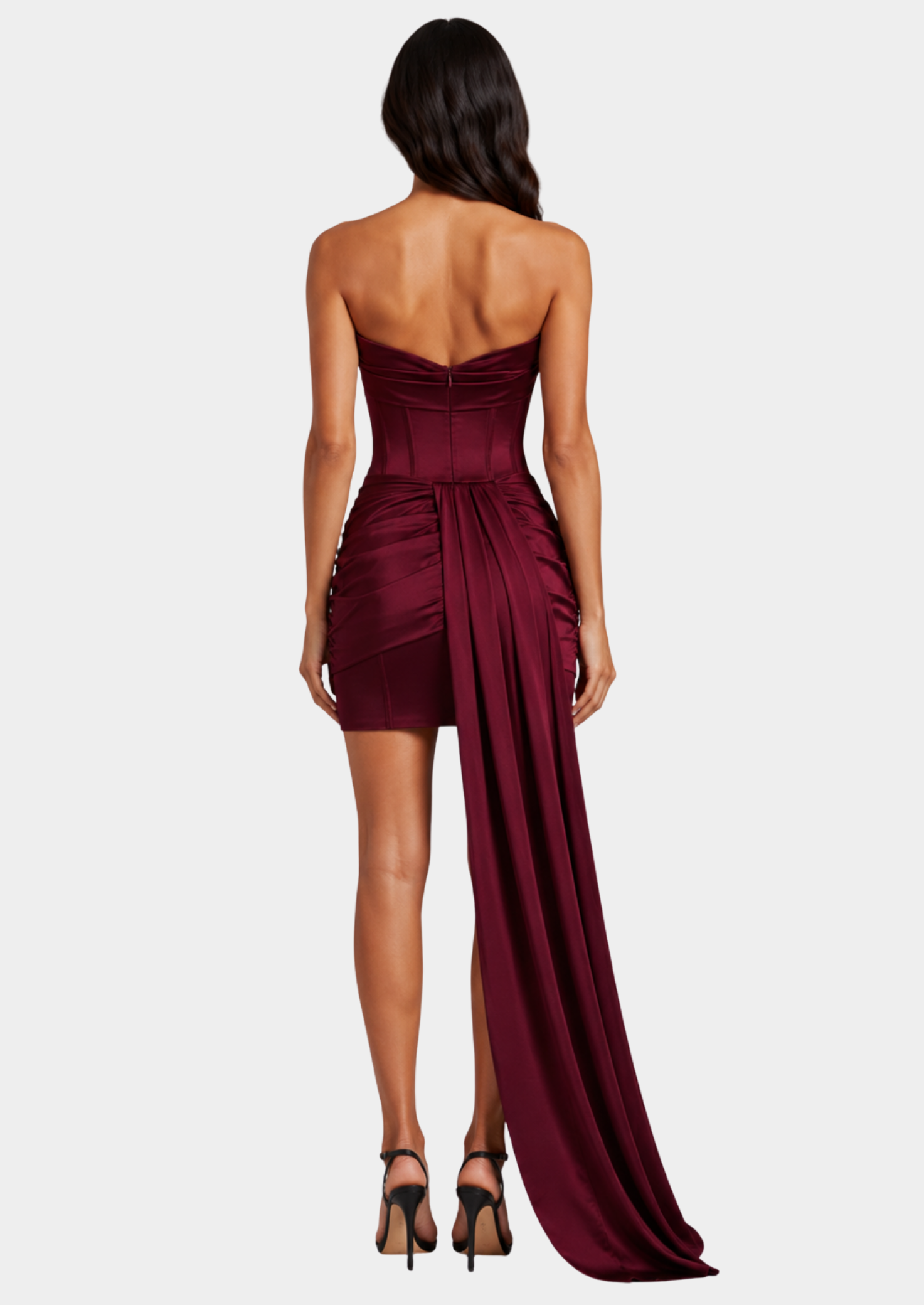 Women’s Mini Dress with Draped Detail and Strapless Neckline