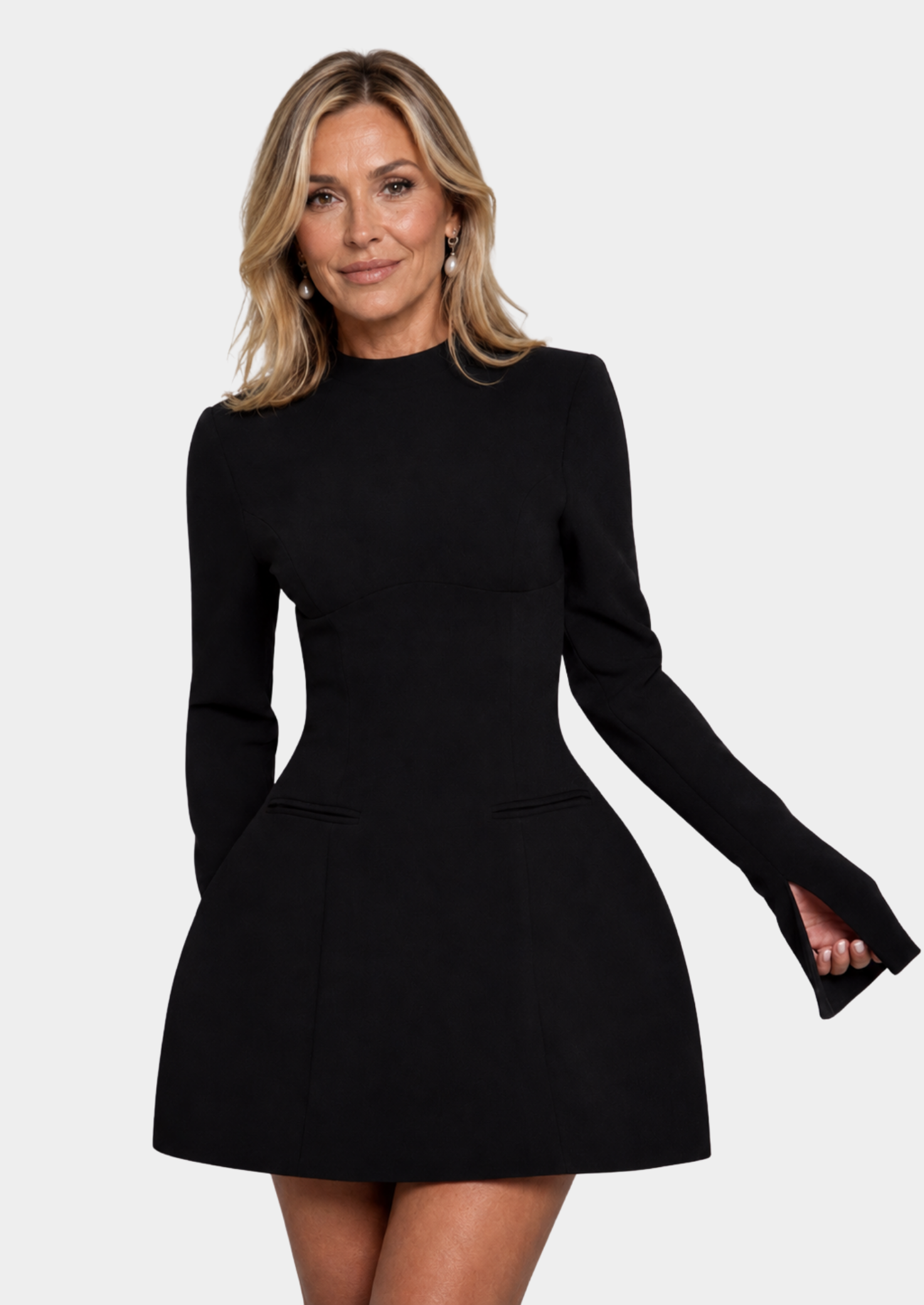Women’s Mini Dress with Long Sleeves and High Neck