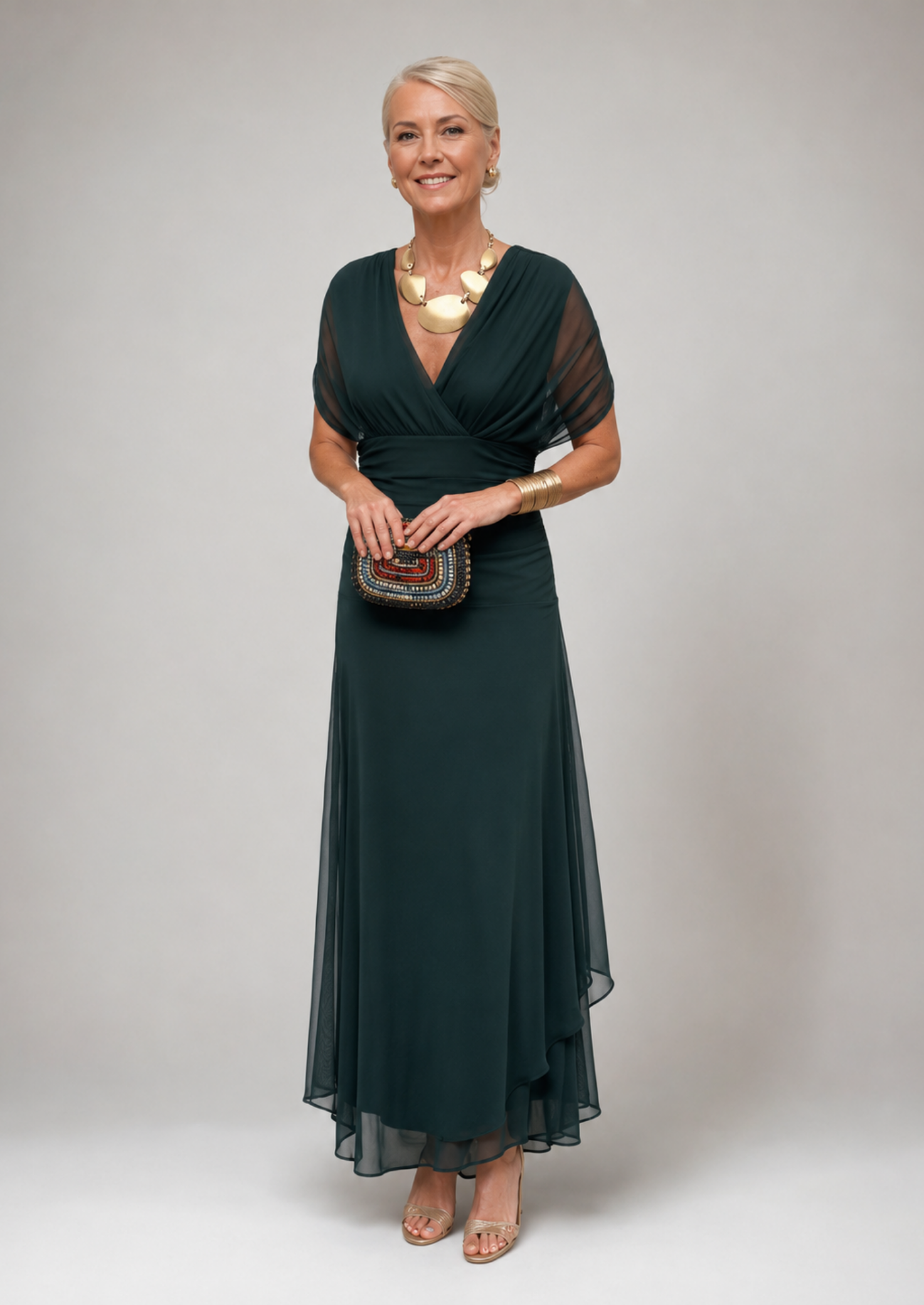 Women’s Off-Shoulder Maxi Dress with Pleated Skirt
