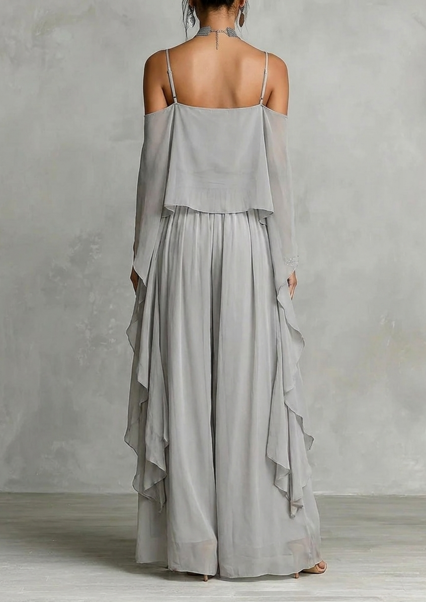 Women’s Off-Shoulder Maxi Dress with Wide-Leg Silhouette