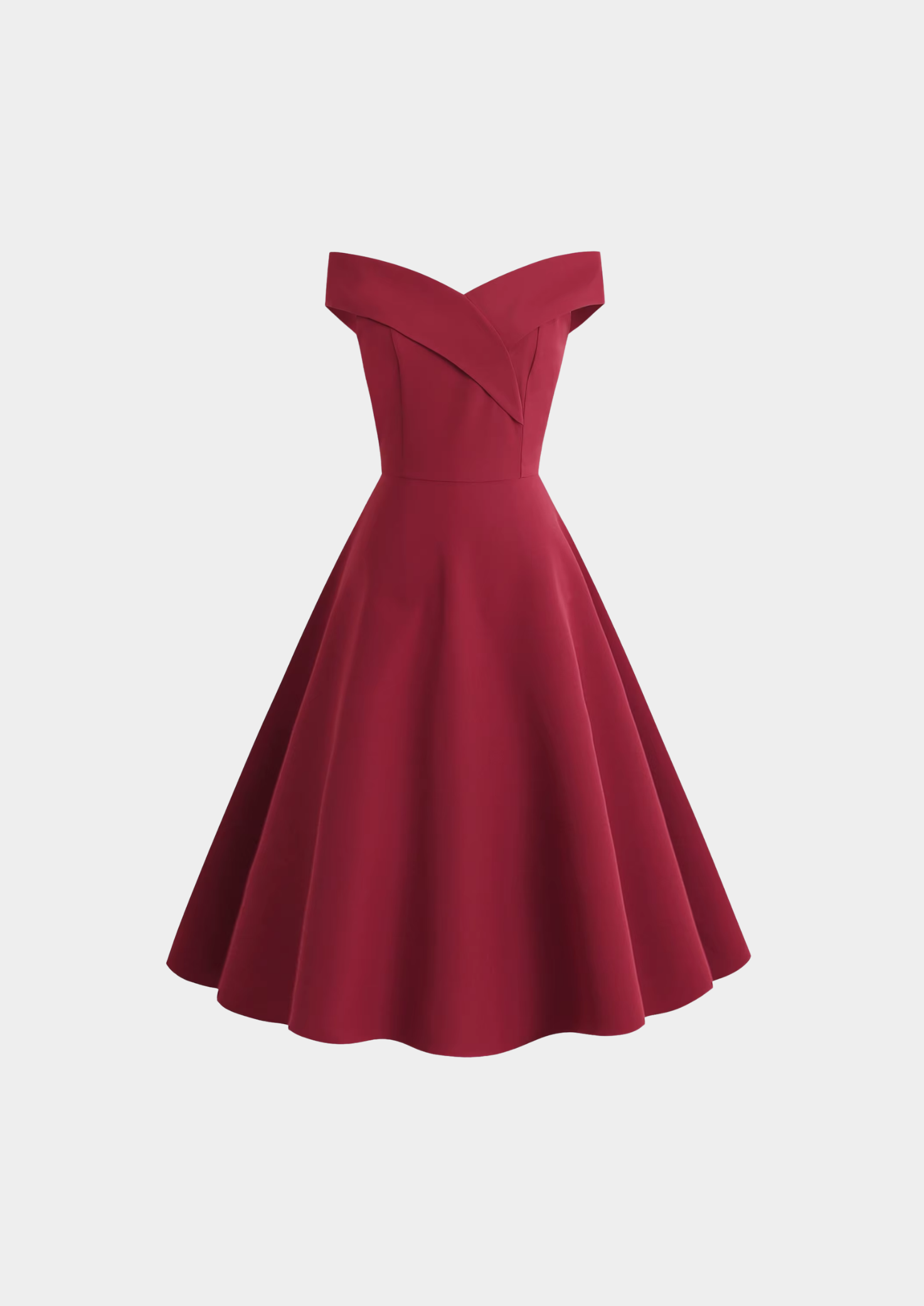 Women’s Off-Shoulder Midi Dress with Fitted Waist