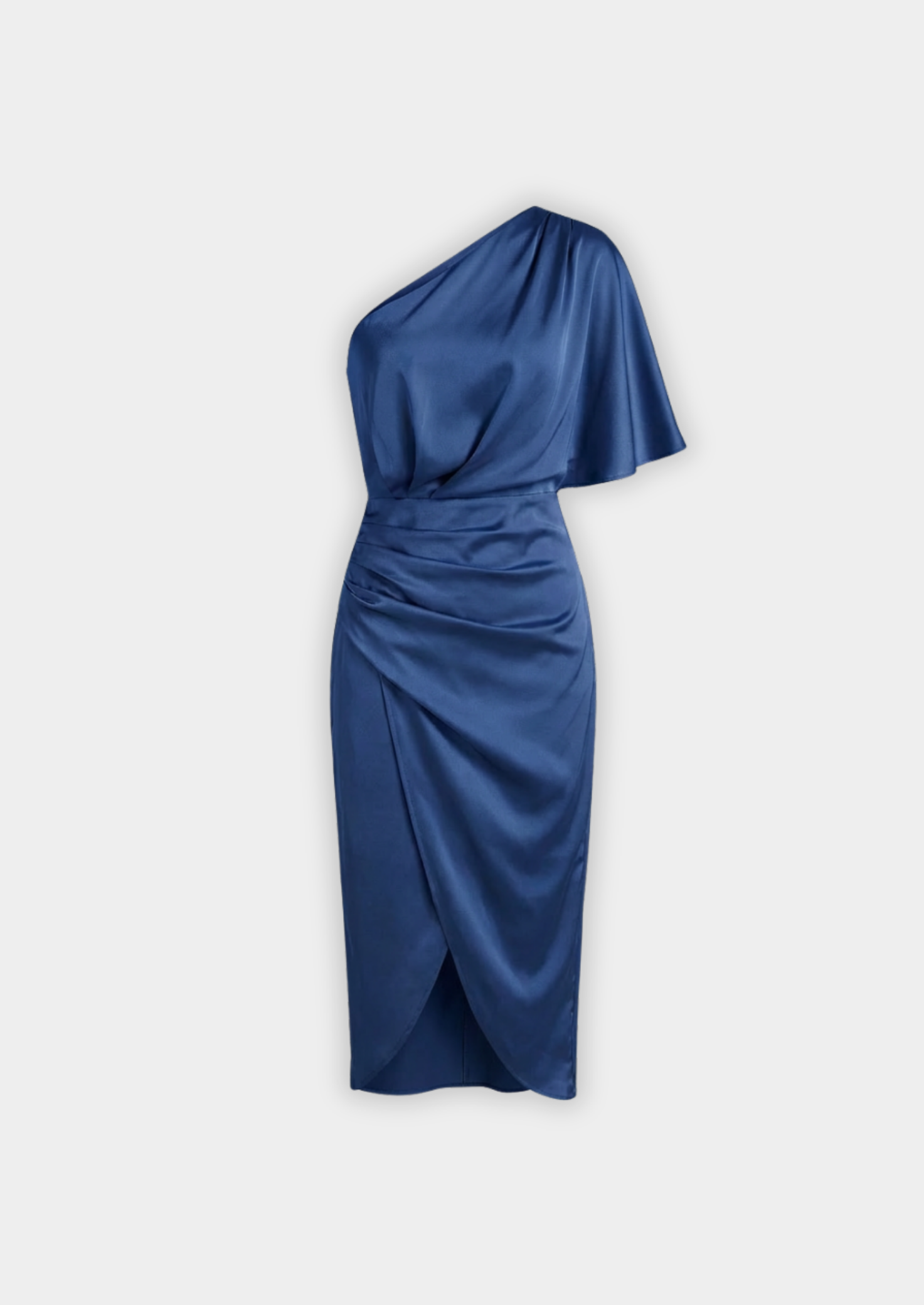 Women’s One-Shoulder Midi Dress with Draped Waist