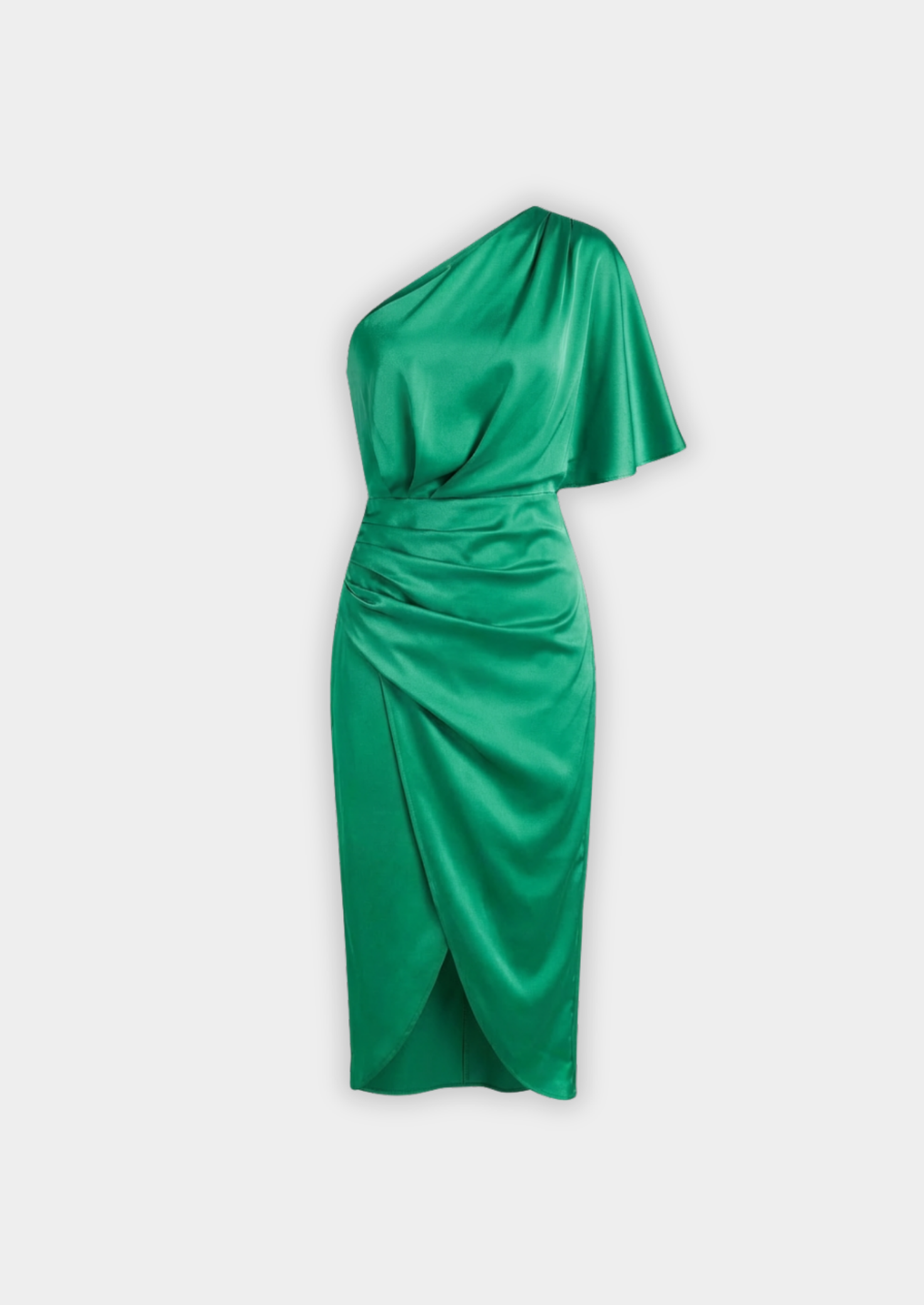 Women’s One-Shoulder Midi Dress with Draped Waist
