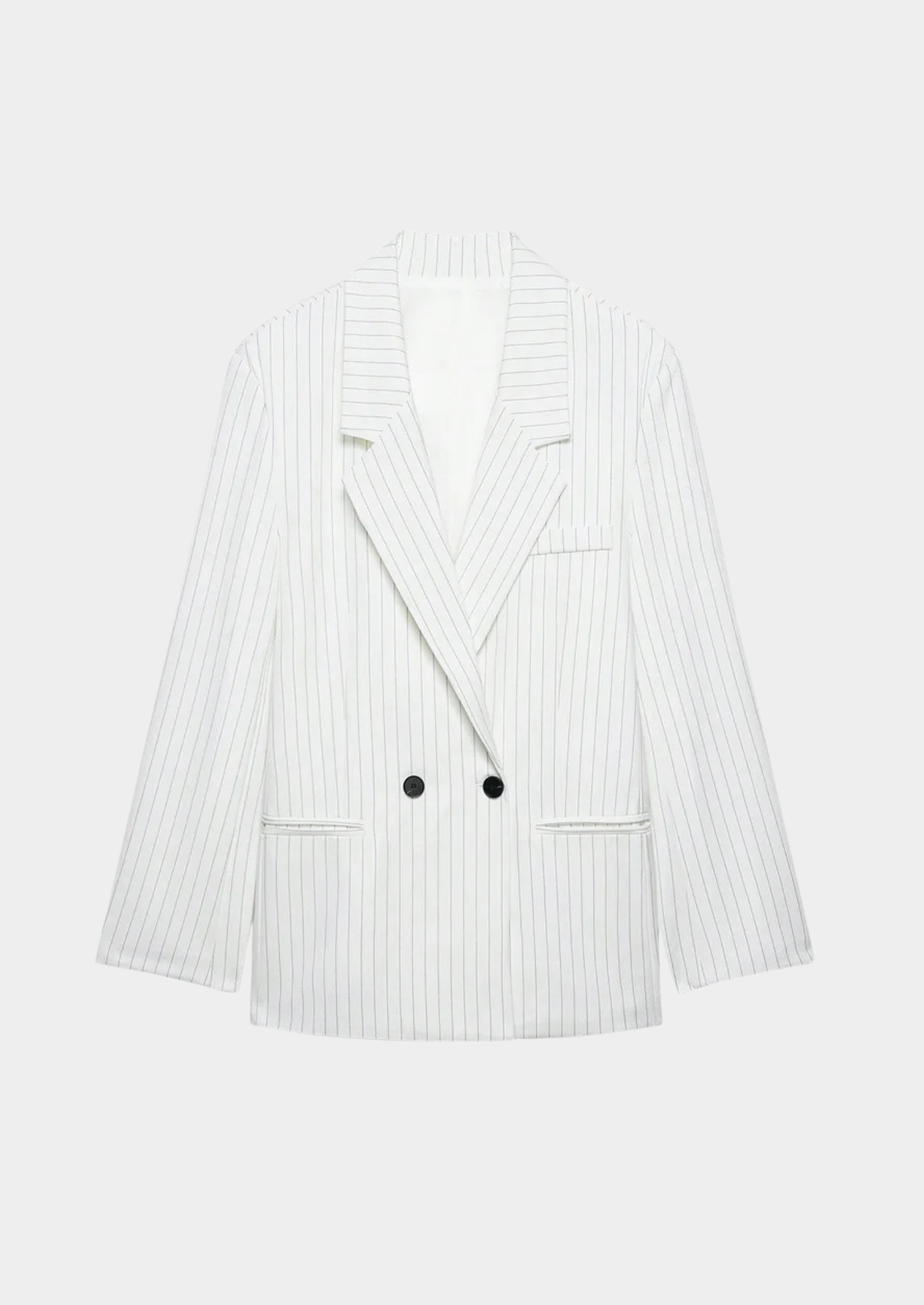 Women’s Pinstripe Double-Breasted Blazer with Notched Lapel