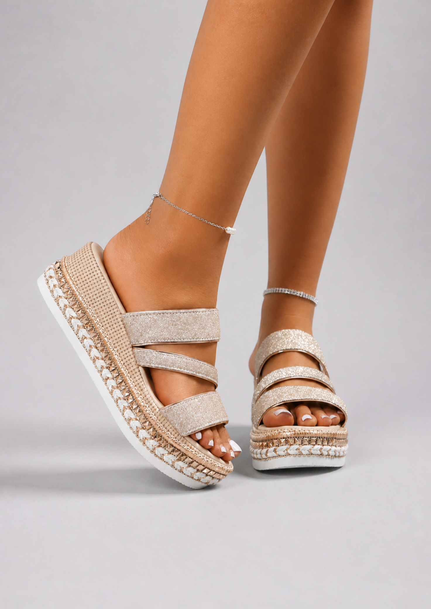 Women’s Platform Sandals with Straps and Ankle Strap