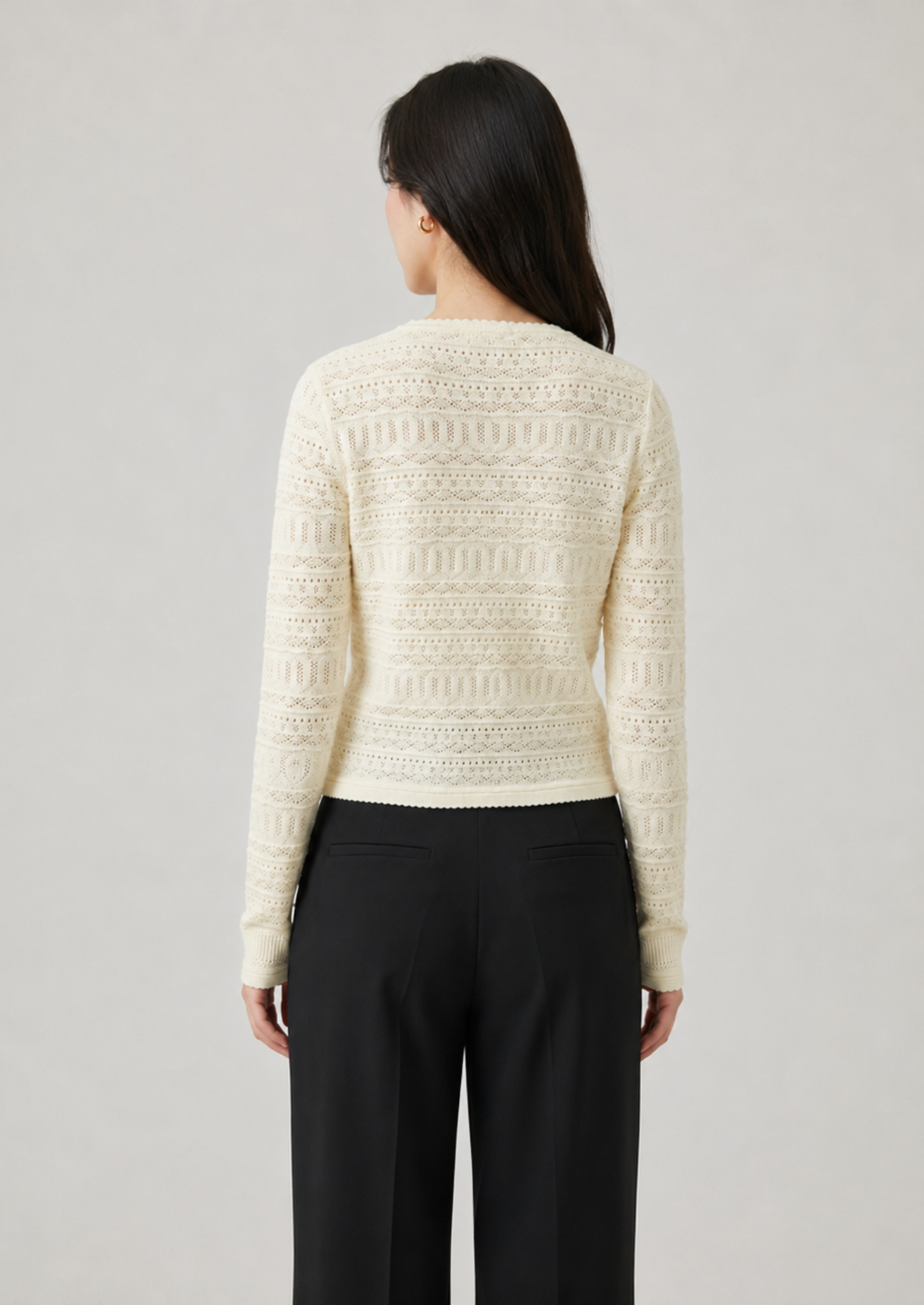 Women’s Pointelle Knit Cardigan with V-Neck