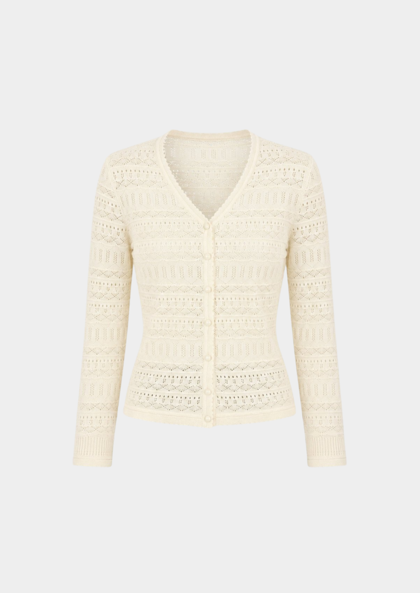 Women’s Pointelle Knit Cardigan with V-Neck