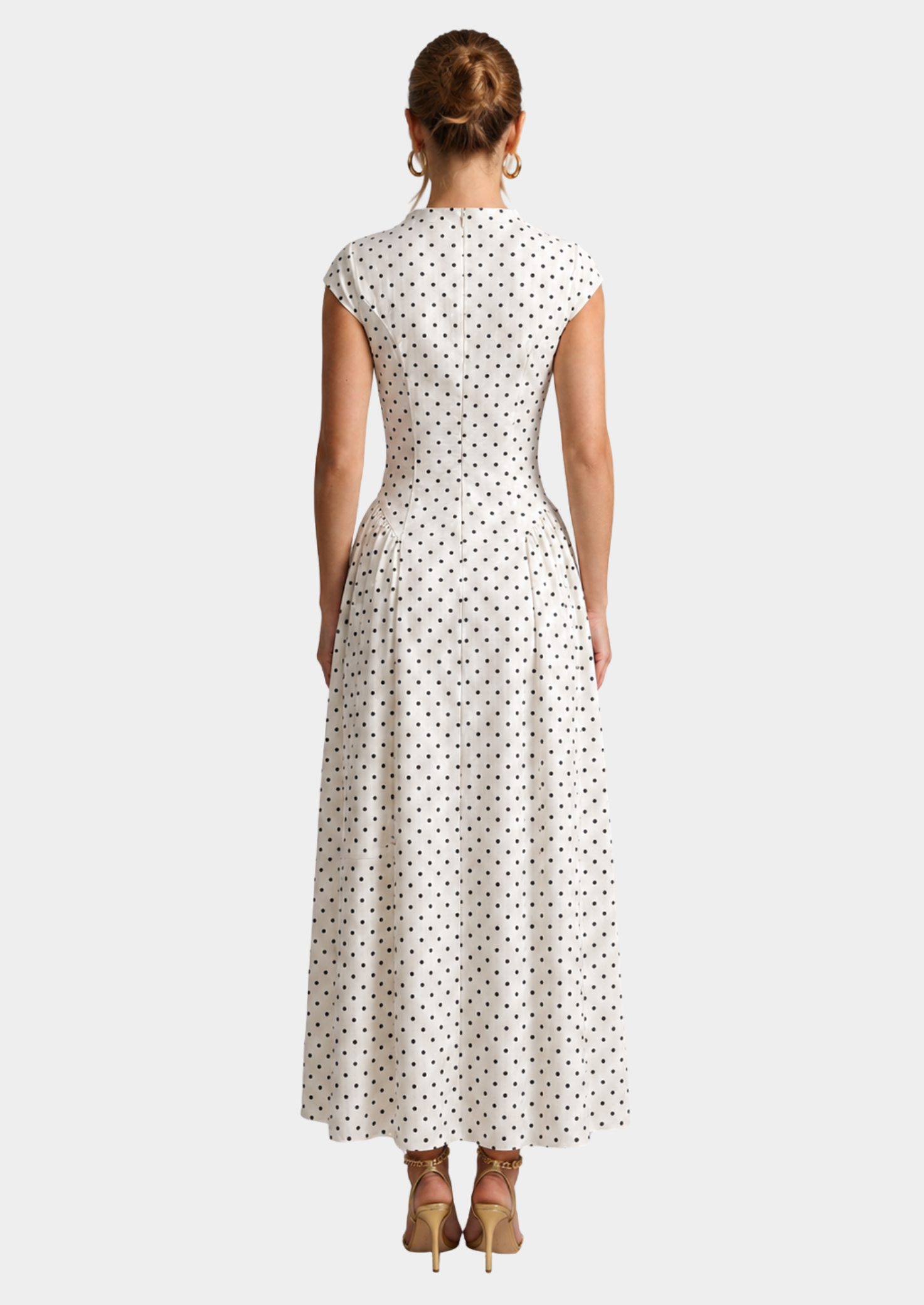 Women’s Polka Dot Maxi Dress with Cap Sleeves