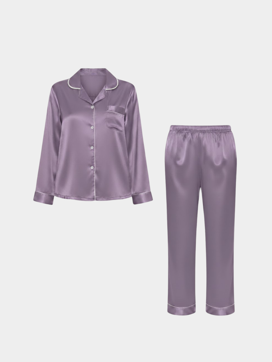 Women’s Satin Pajama Set with Contrast Trim