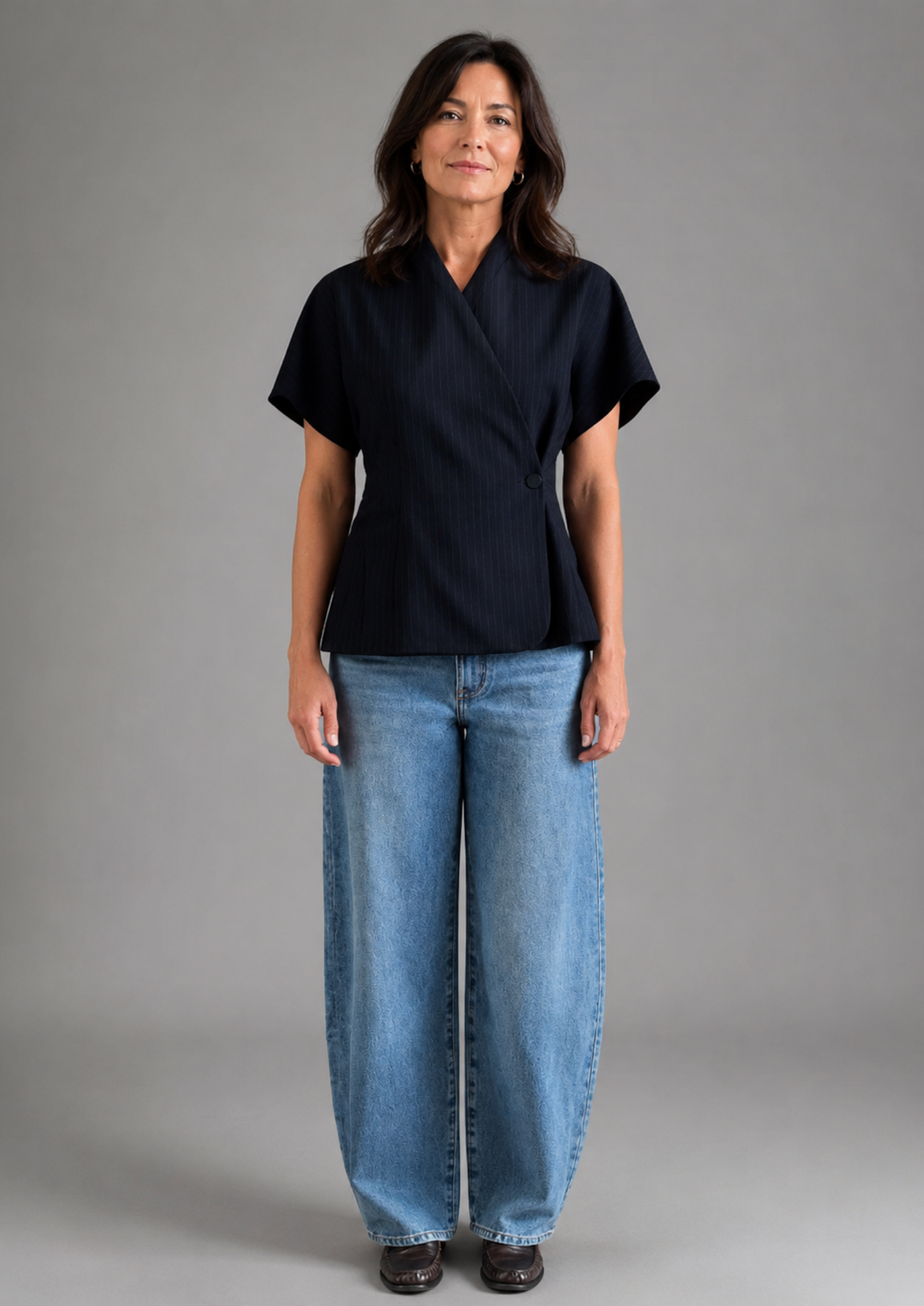 Women’s Short Sleeve Blazer with V-Neck