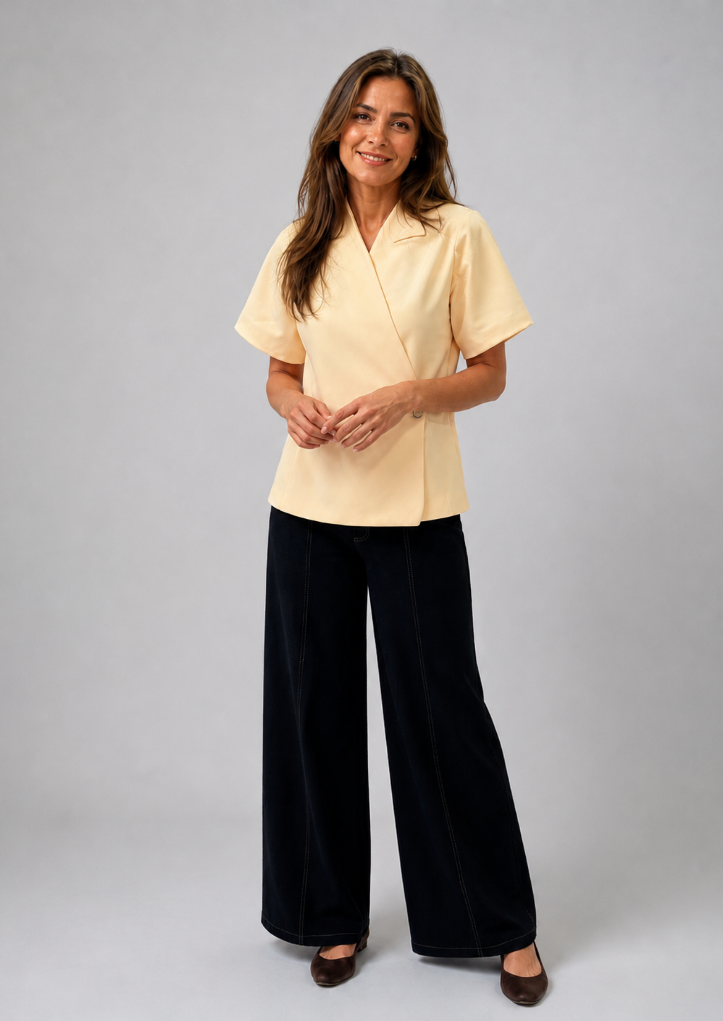 Women’s Short Sleeve Blazer with V-Neck