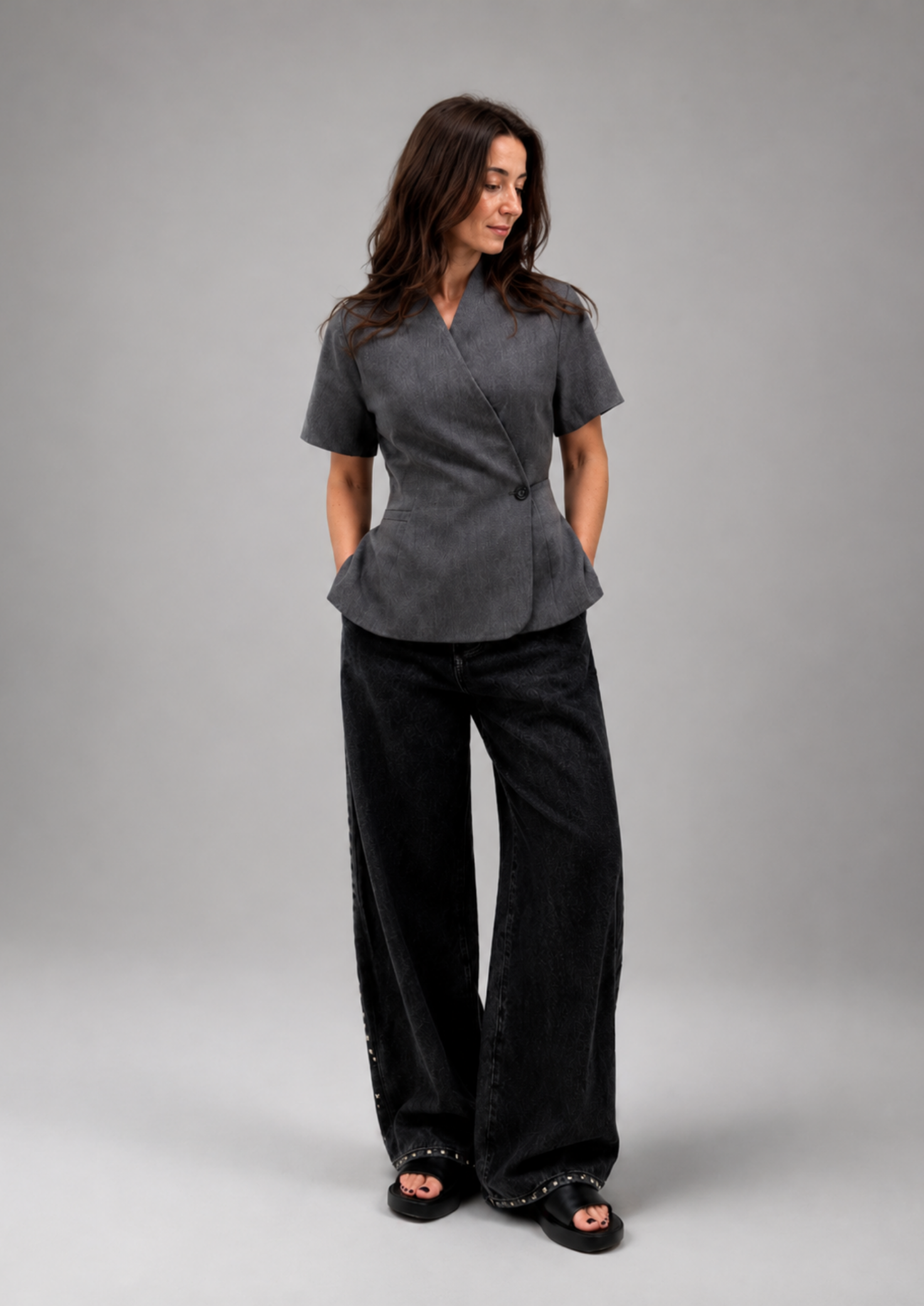 Women’s Short Sleeve Blazer with V-Neck
