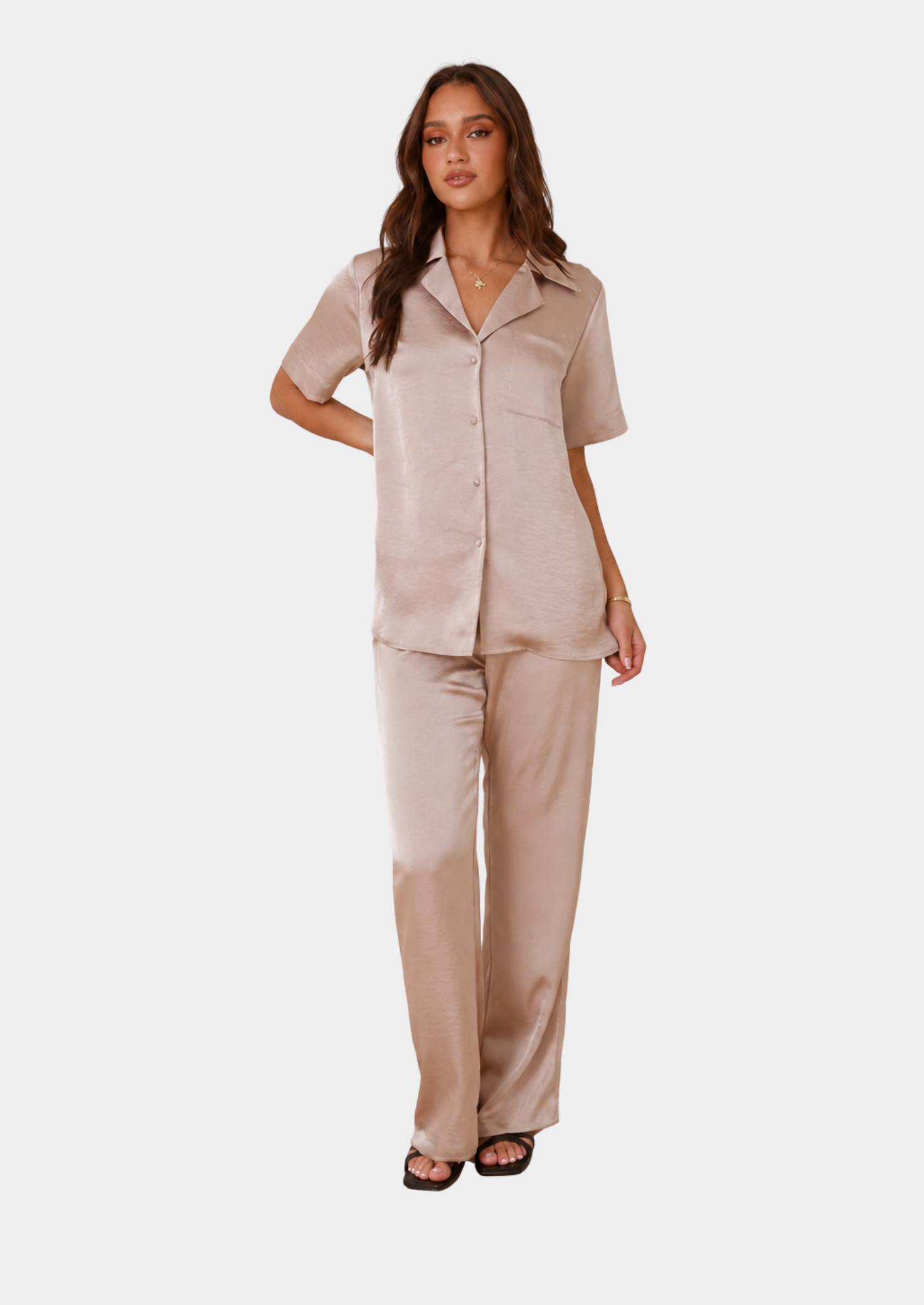Women’s Short Sleeve Pyjama Set with Button Front