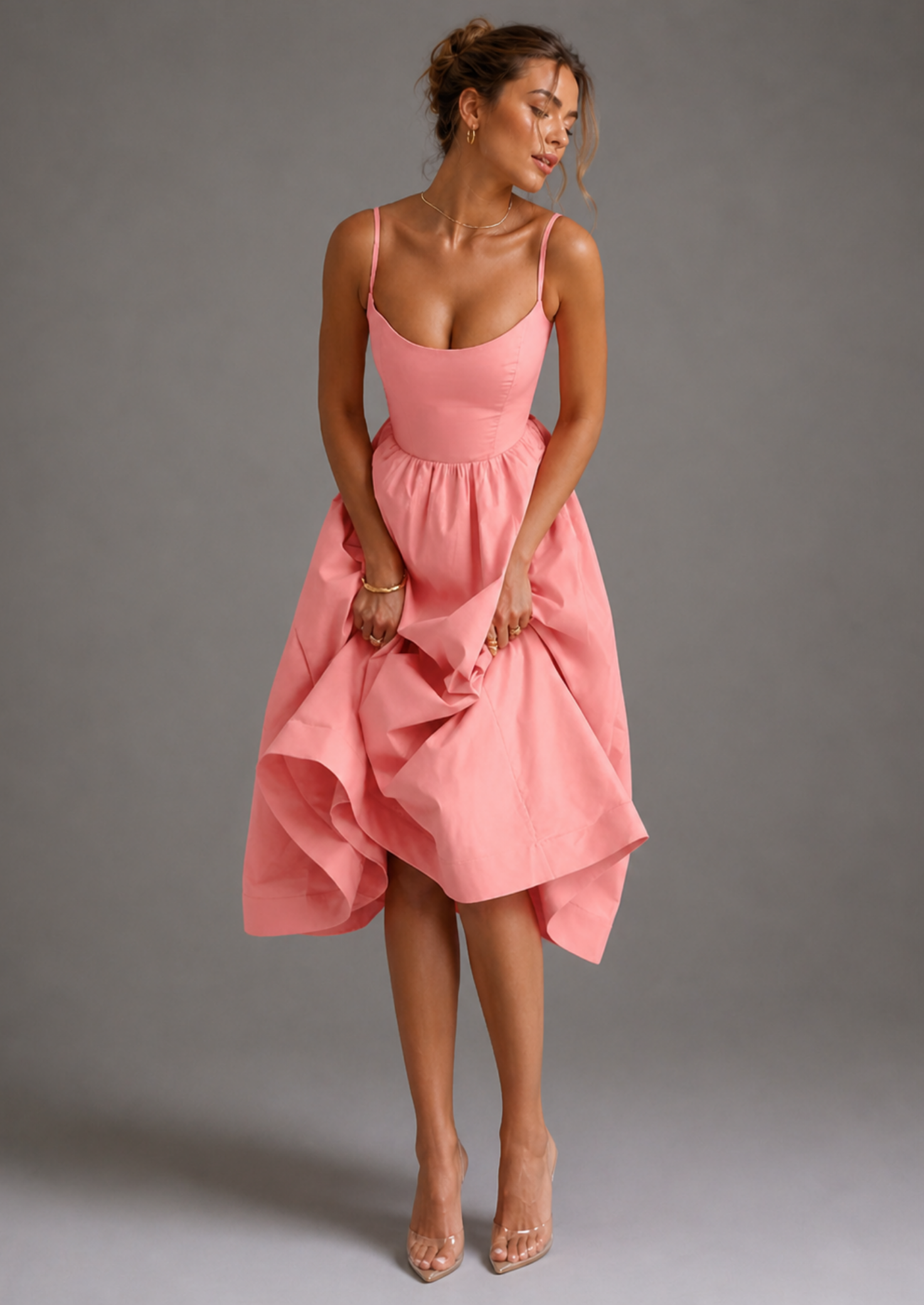 Women’s Sleeveless Midi Dress with A-Line Skirt