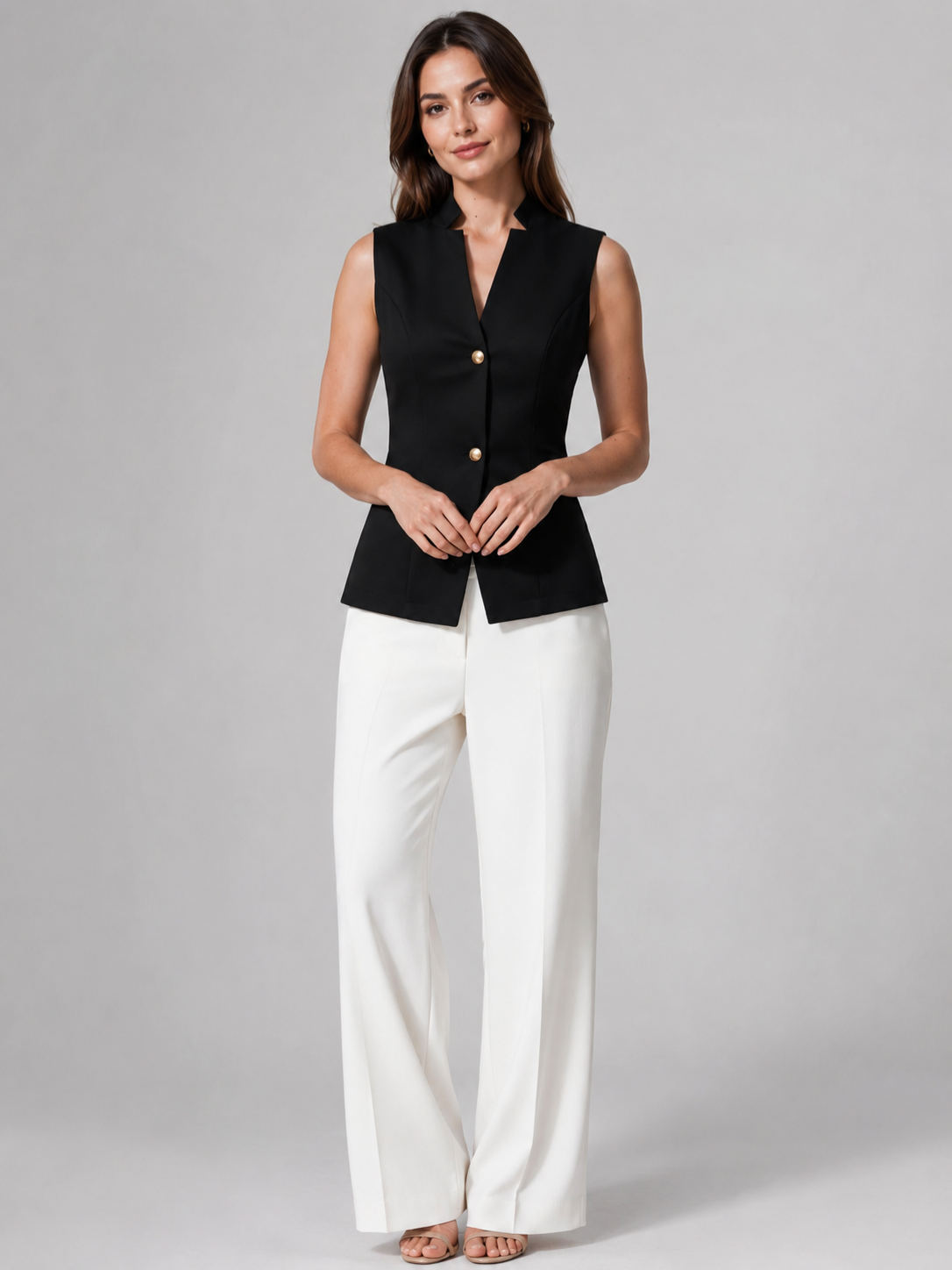 Women’s Sleeveless Vest with Button Closure