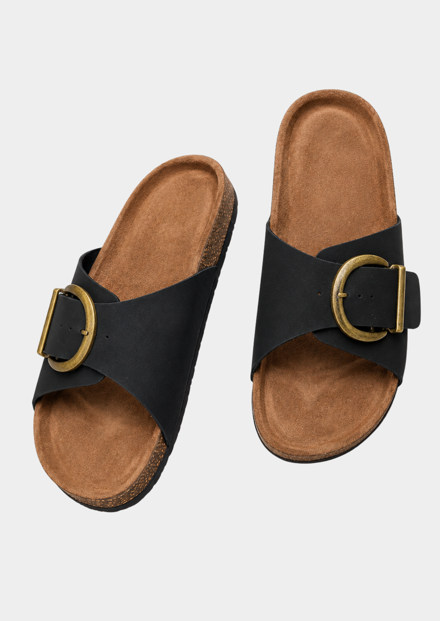 Women’s Slide Sandals with Buckle Strap and Cushioned Footbed