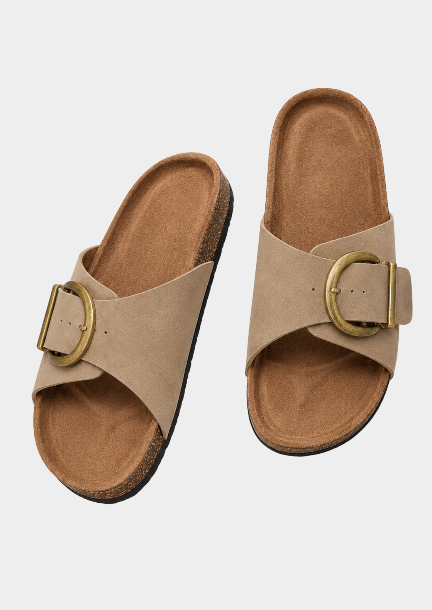 Women’s Slide Sandals with Buckle Strap and Cushioned Footbed