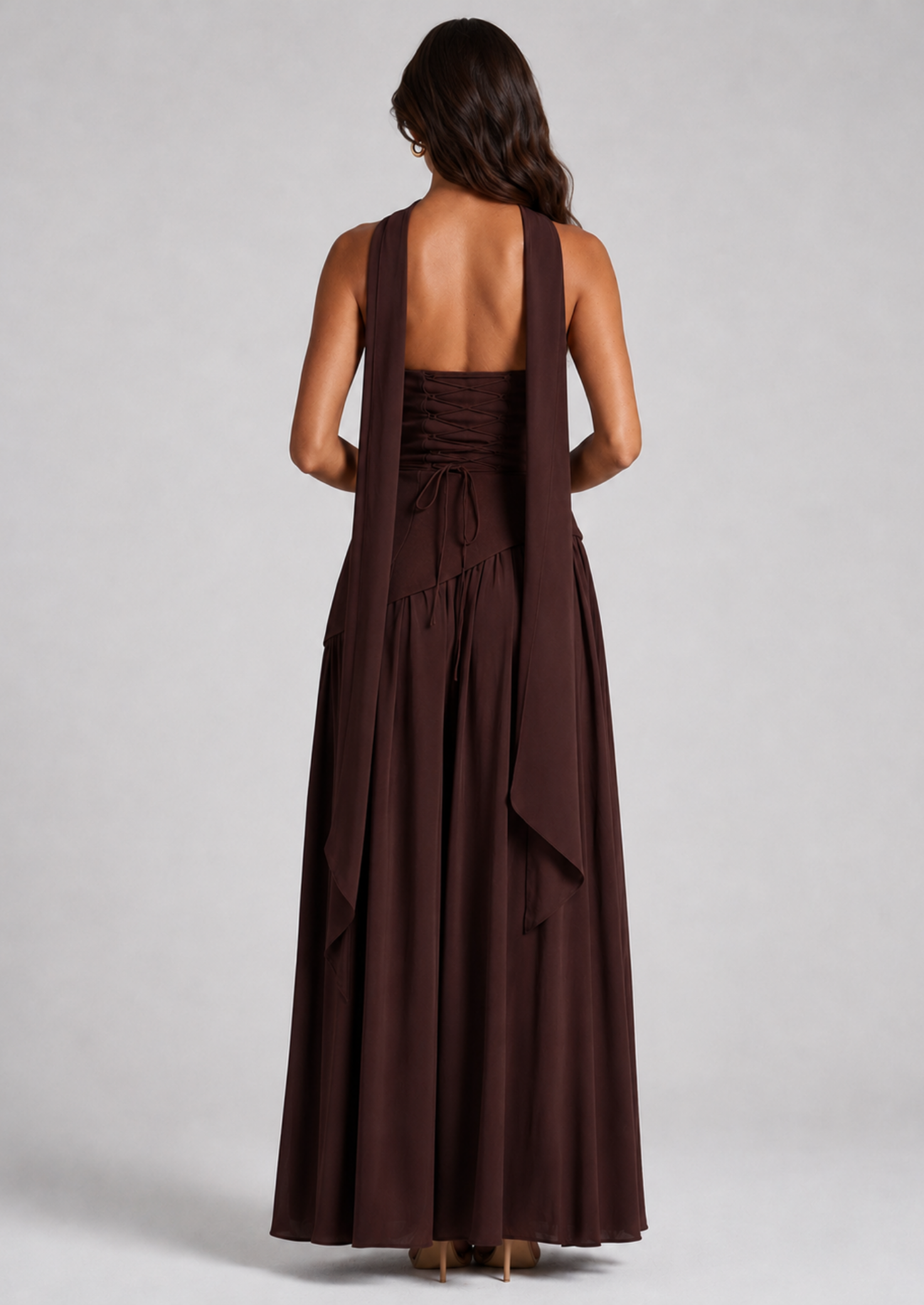 Women’s Strapless Maxi Dress with Asymmetrical Hem