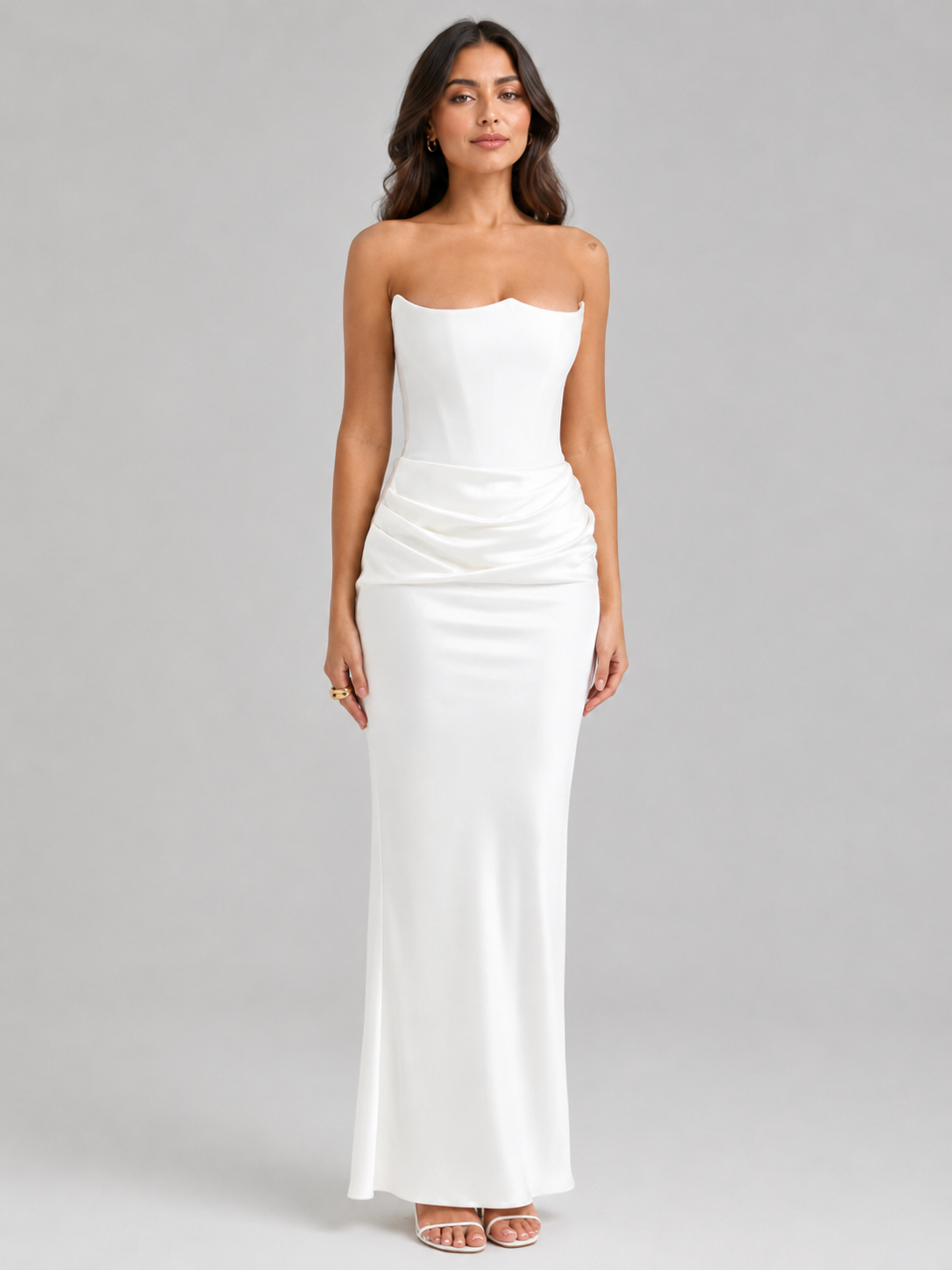 Women’s Strapless Maxi Dress with Draped Detail