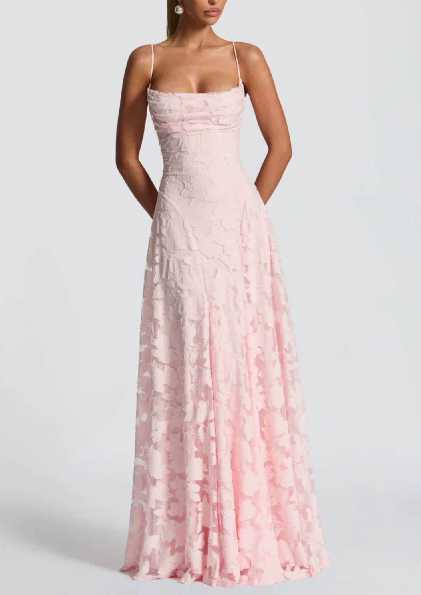 Women’s Strapless Maxi Dress with Fitted Bodice and Flared Skirt