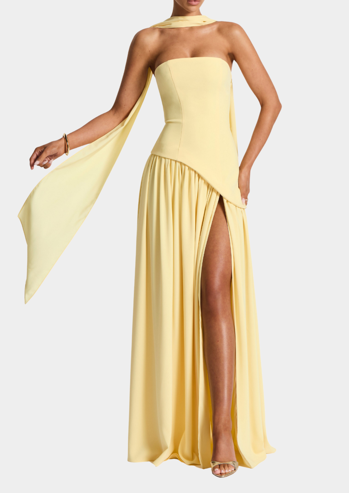 Women’s Strapless Maxi Dress with Front Slit
