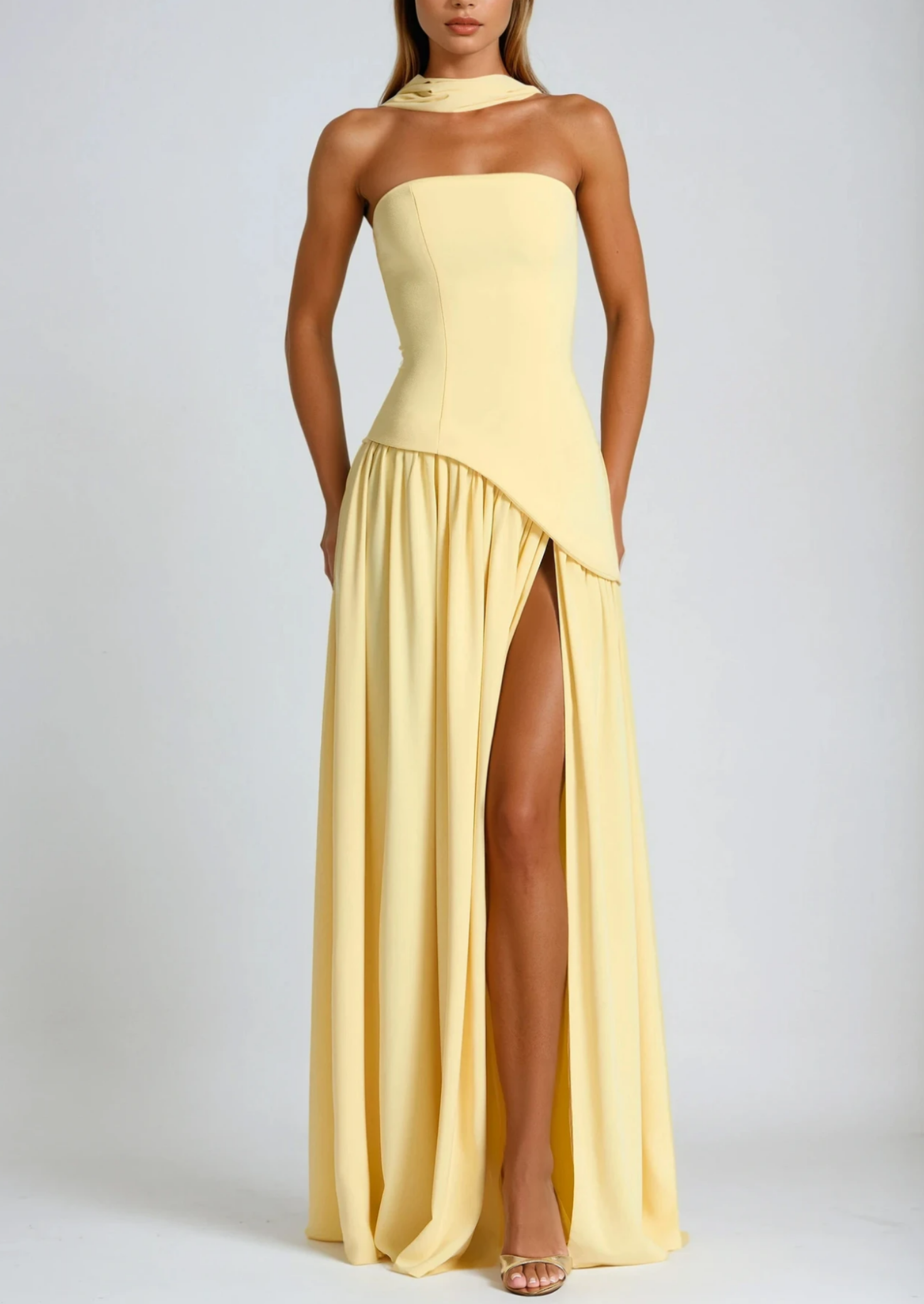 Women’s Strapless Maxi Dress with Front Slit