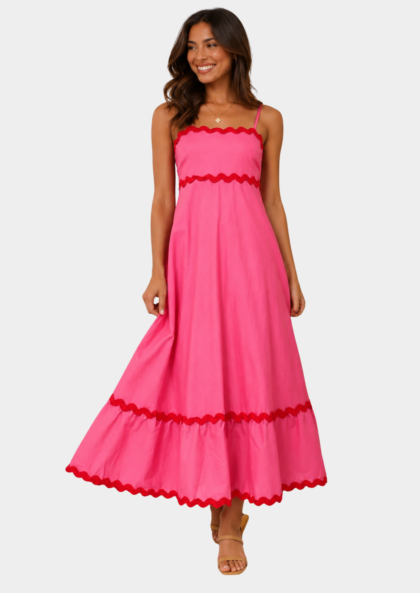 Women’s Strapless Maxi Dress with Ric Rac Trim