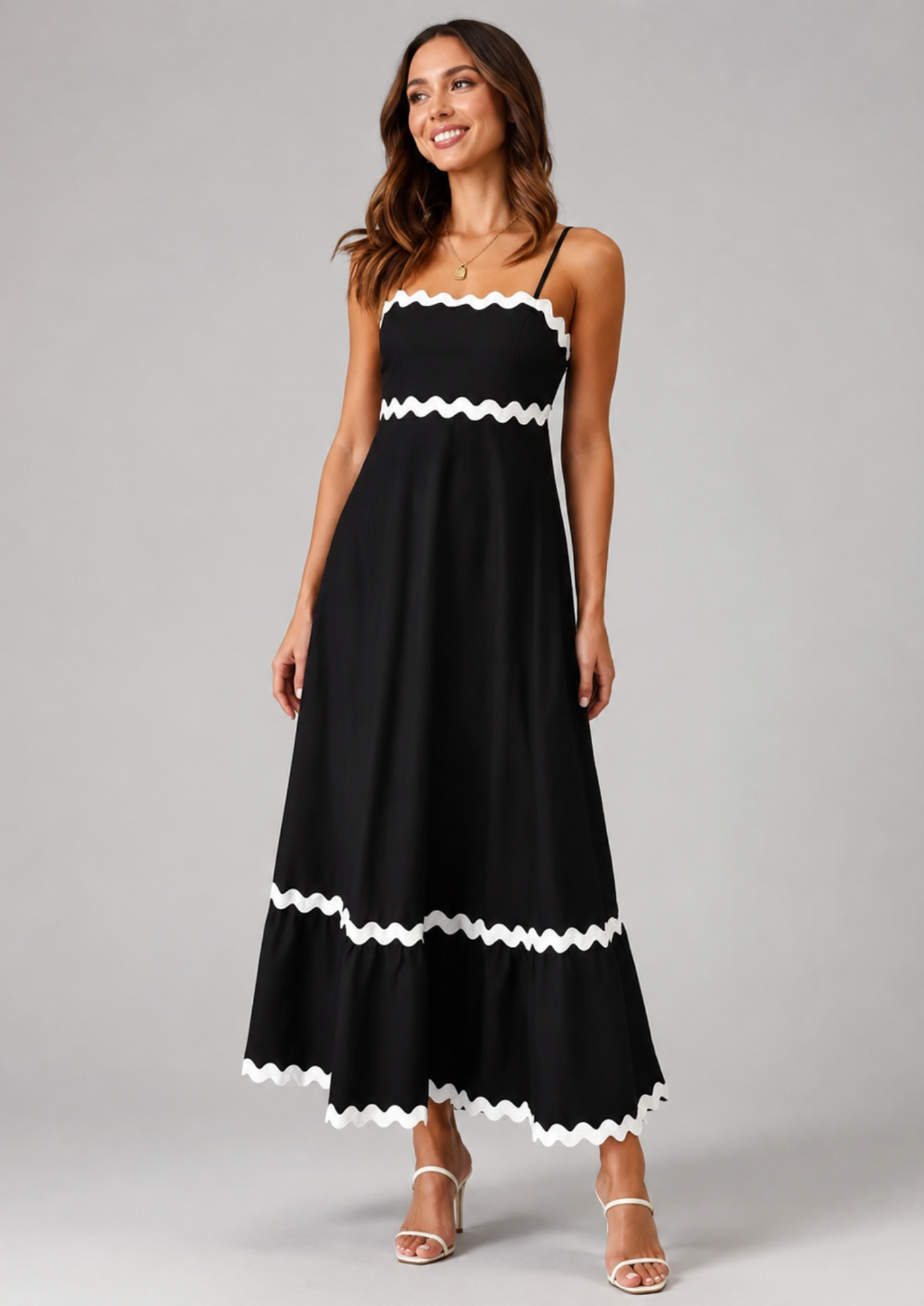 Women’s Strapless Maxi Dress with Ric Rac Trim