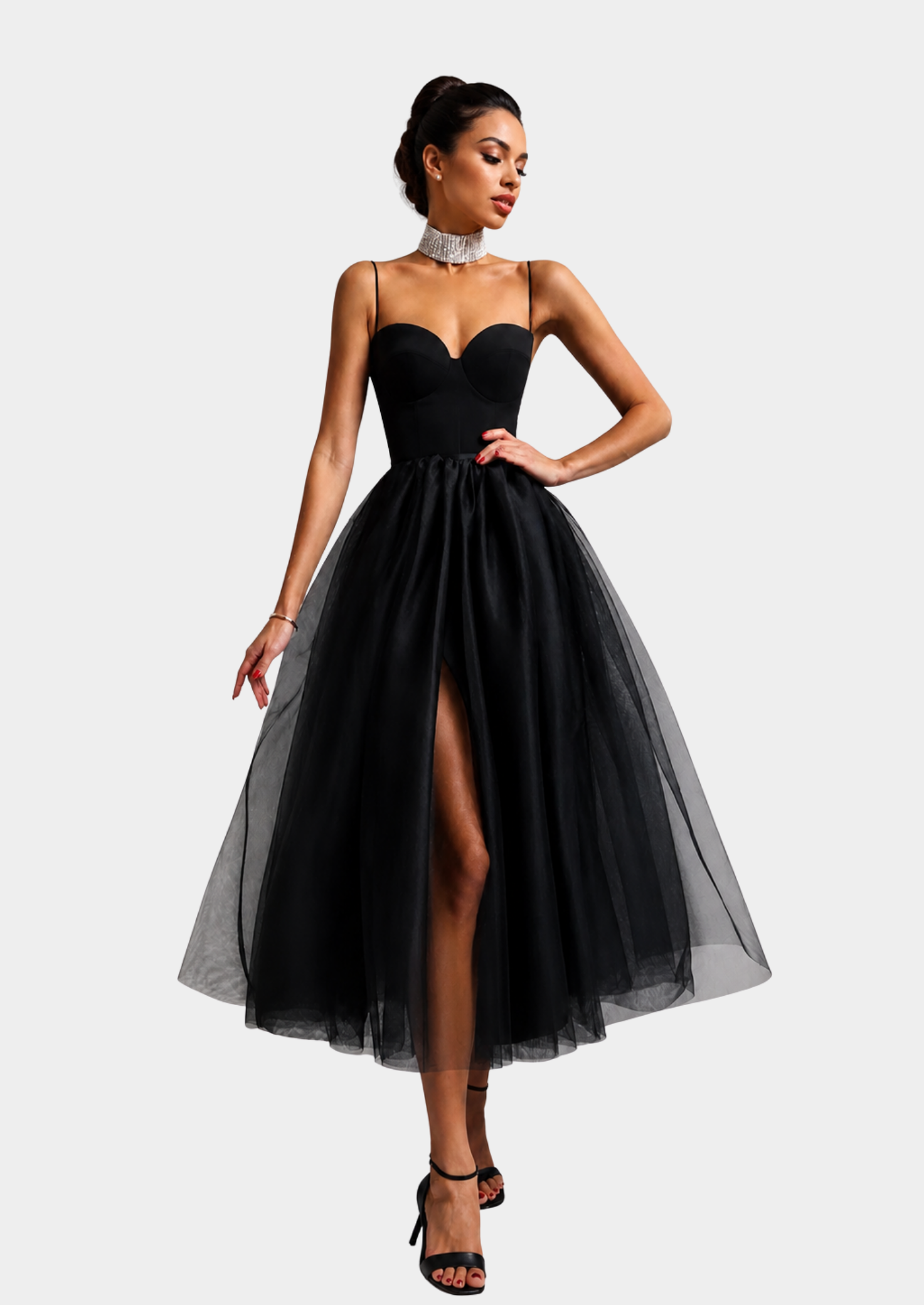 Women’s Strapless Maxi Dress with Tulle Skirt