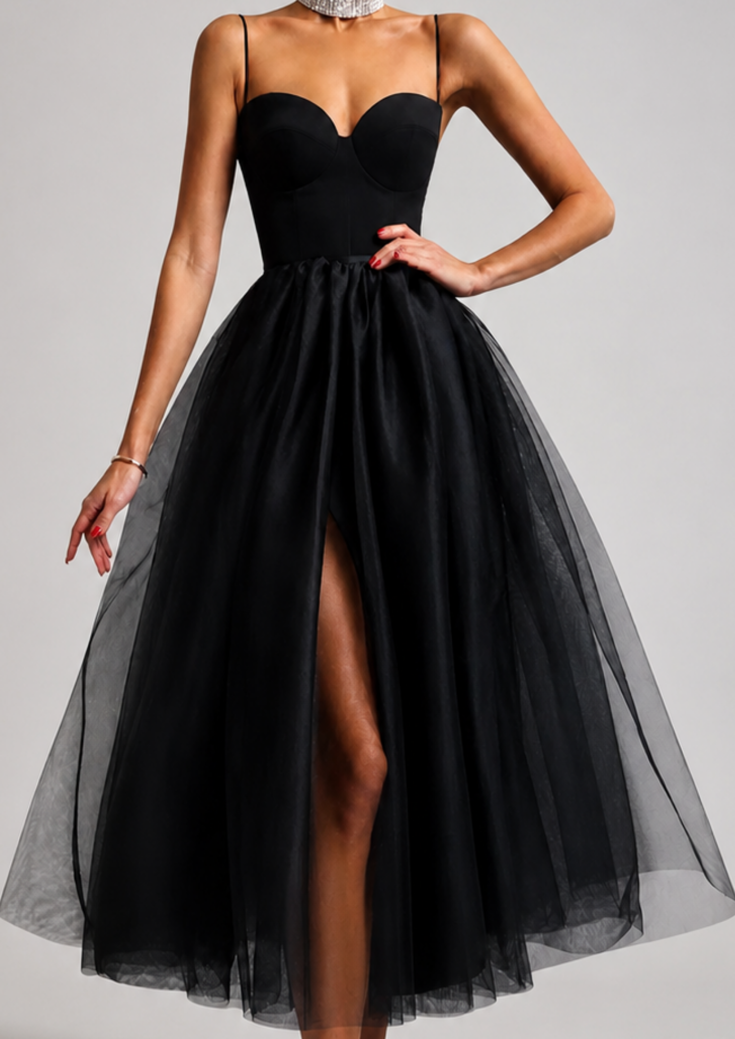 Women’s Strapless Maxi Dress with Tulle Skirt