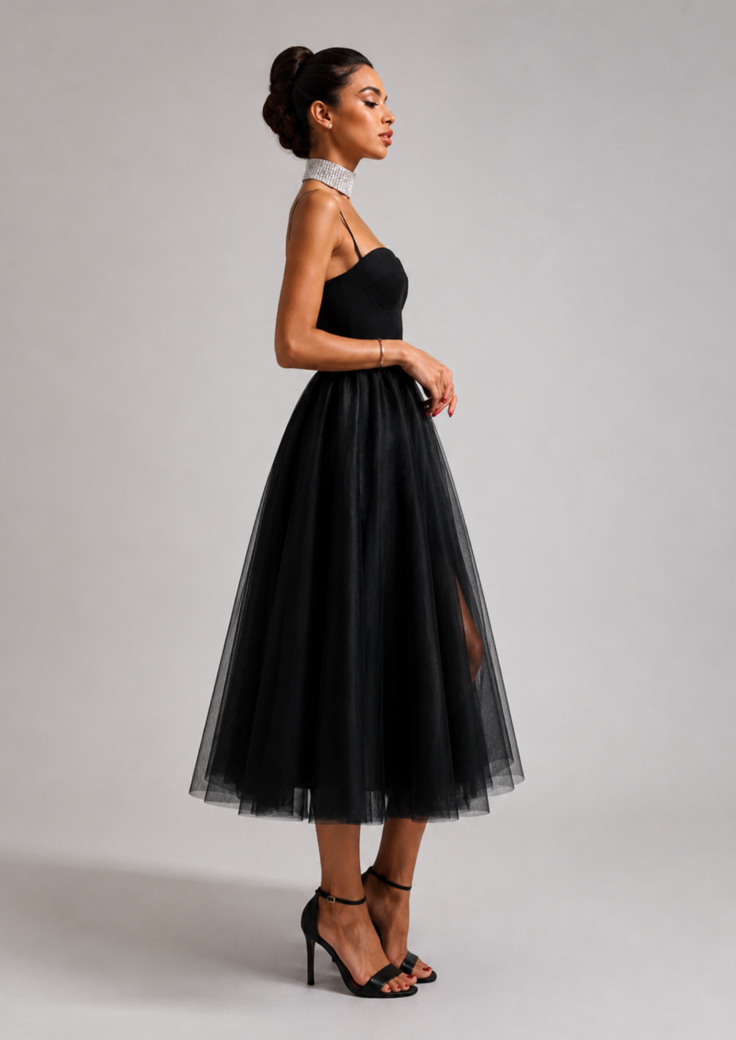 Women’s Strapless Maxi Dress with Tulle Skirt