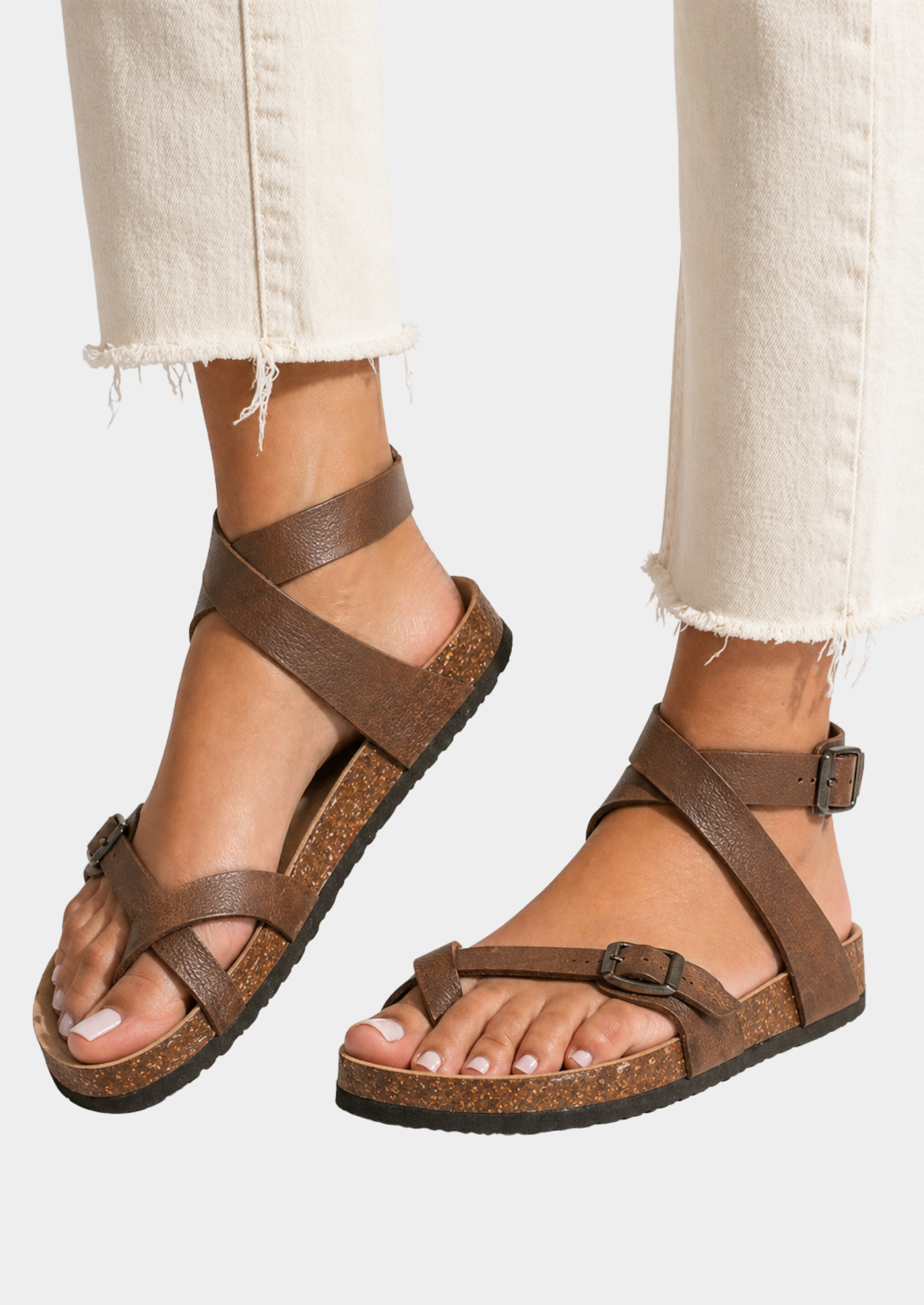 Women’s Strappy Sandals with Buckle Closure