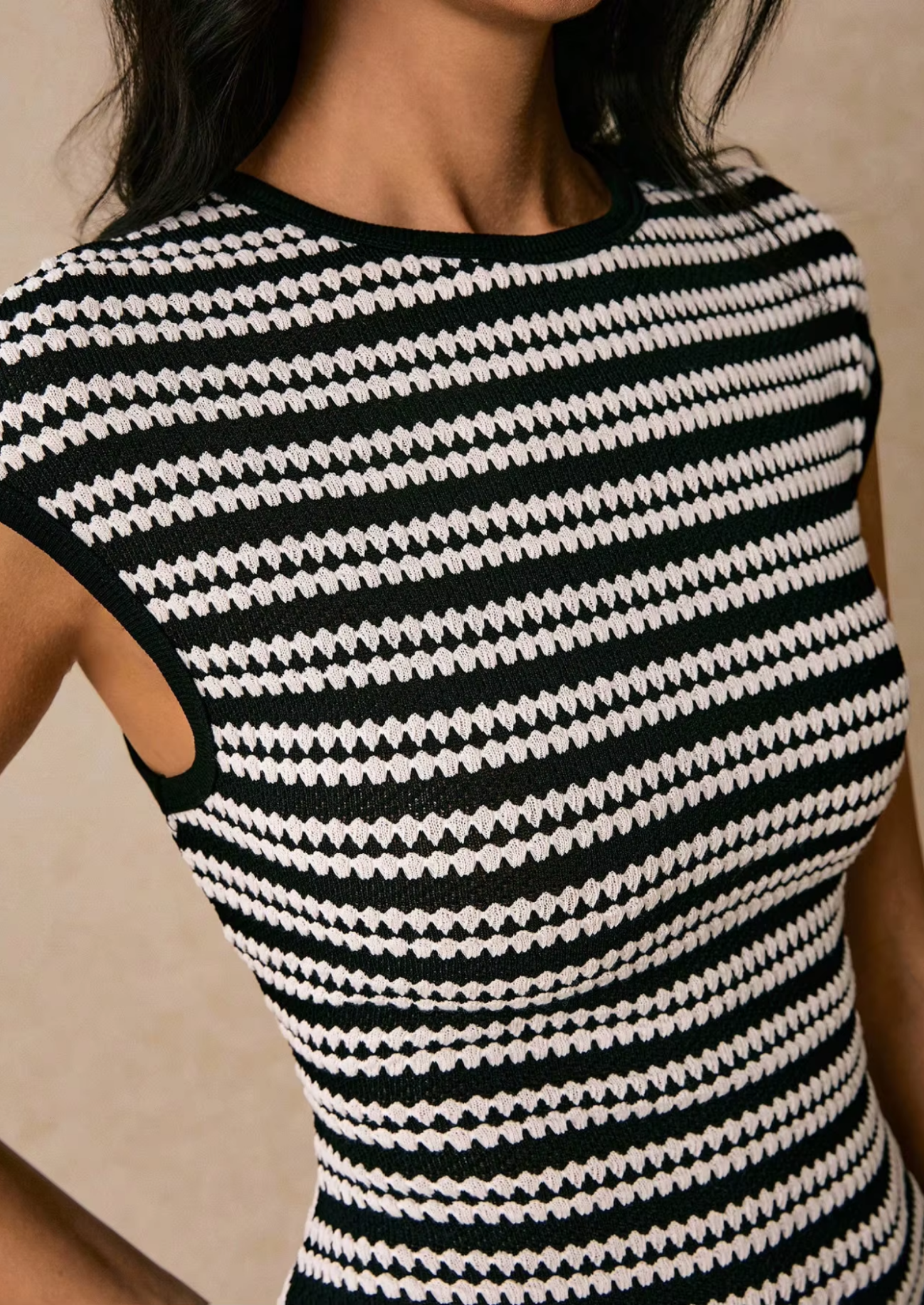 Women’s Striped Midi Dress with Short Sleeves