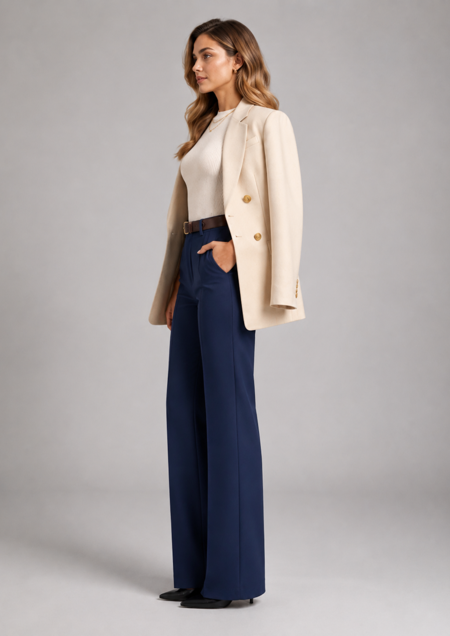 Women’s Tailored Straight Leg Trousers with High Waist