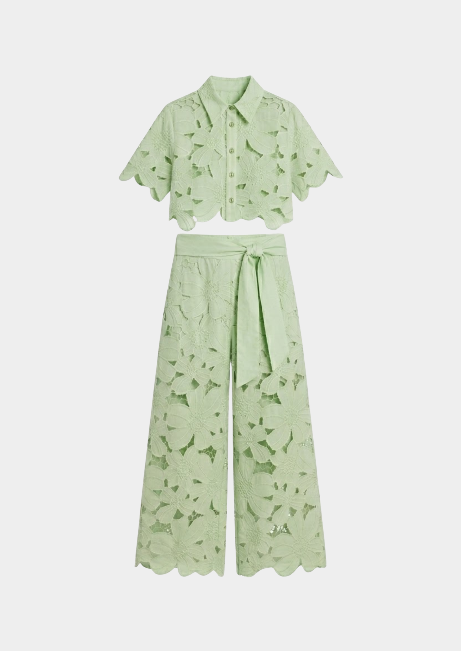 Women’s Two-Piece Set with Short Sleeve Top and Wide-Leg Trousers