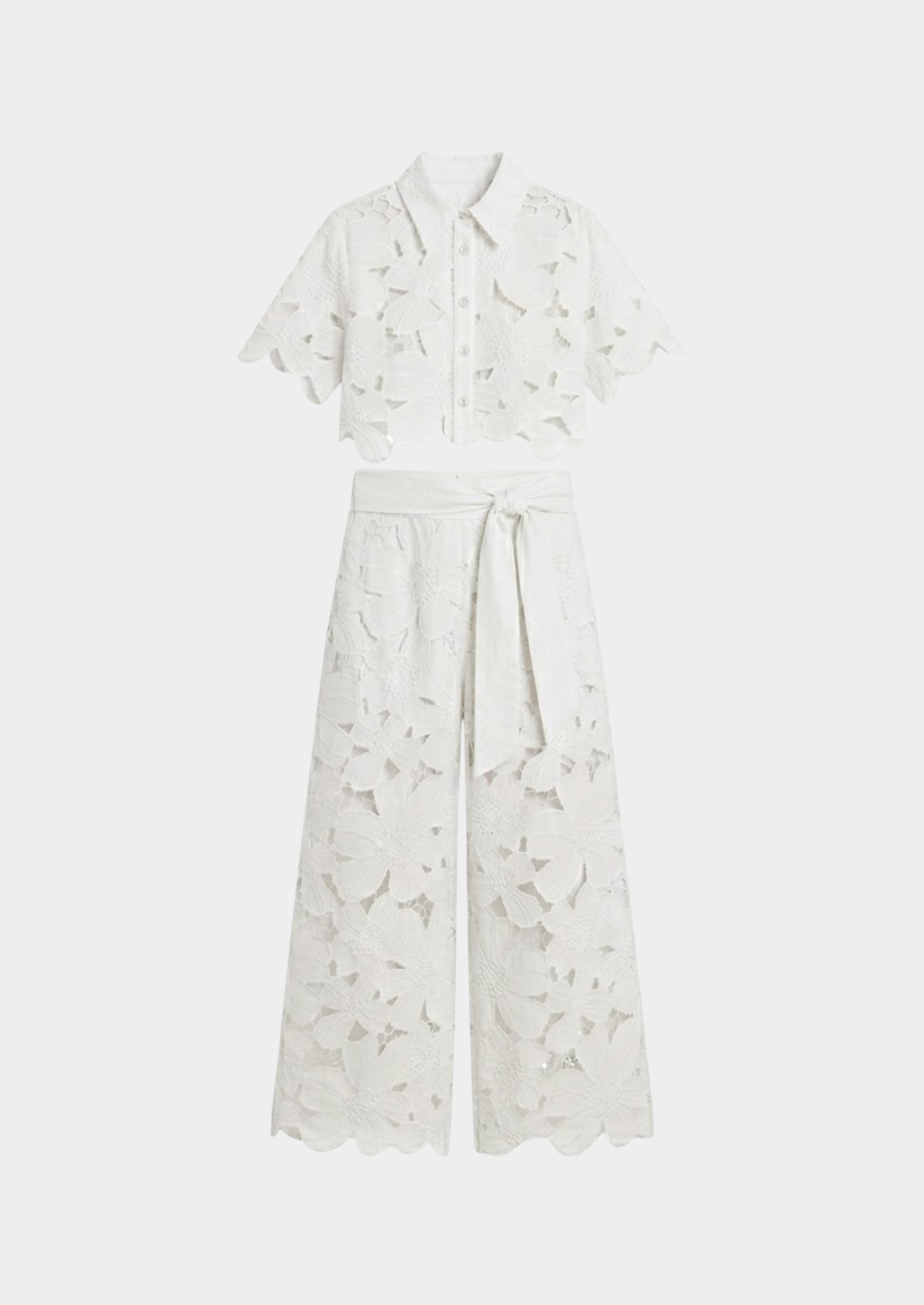 Women’s Two-Piece Set with Short Sleeve Top and Wide-Leg Trousers