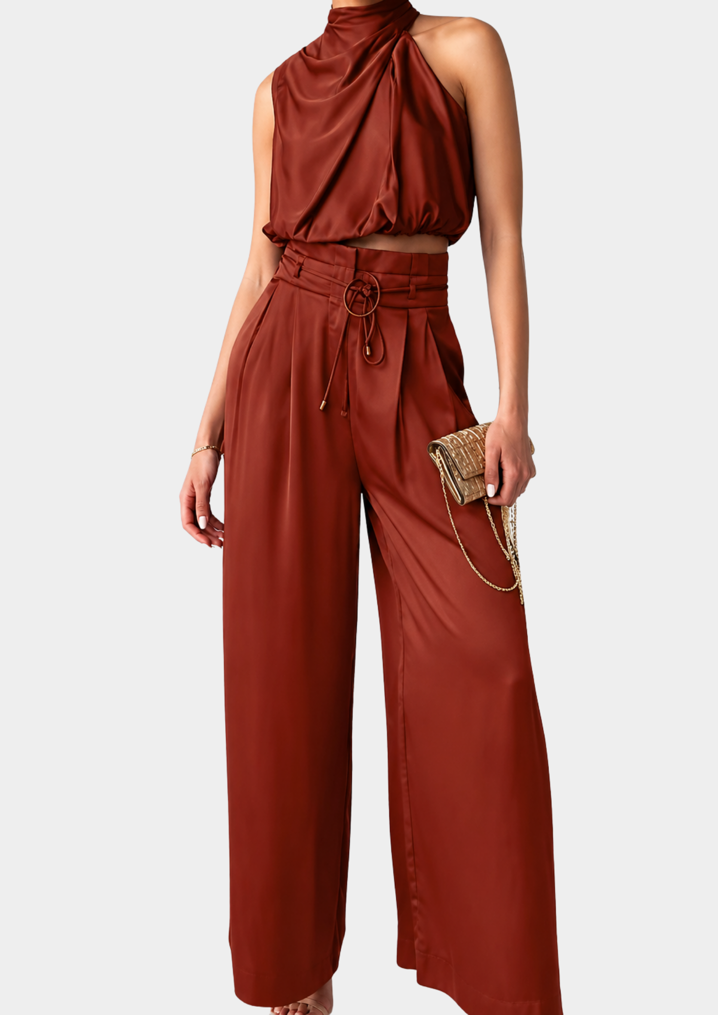 Women’s Two-Piece Set with Sleeveless Top and Wide-Leg Pants