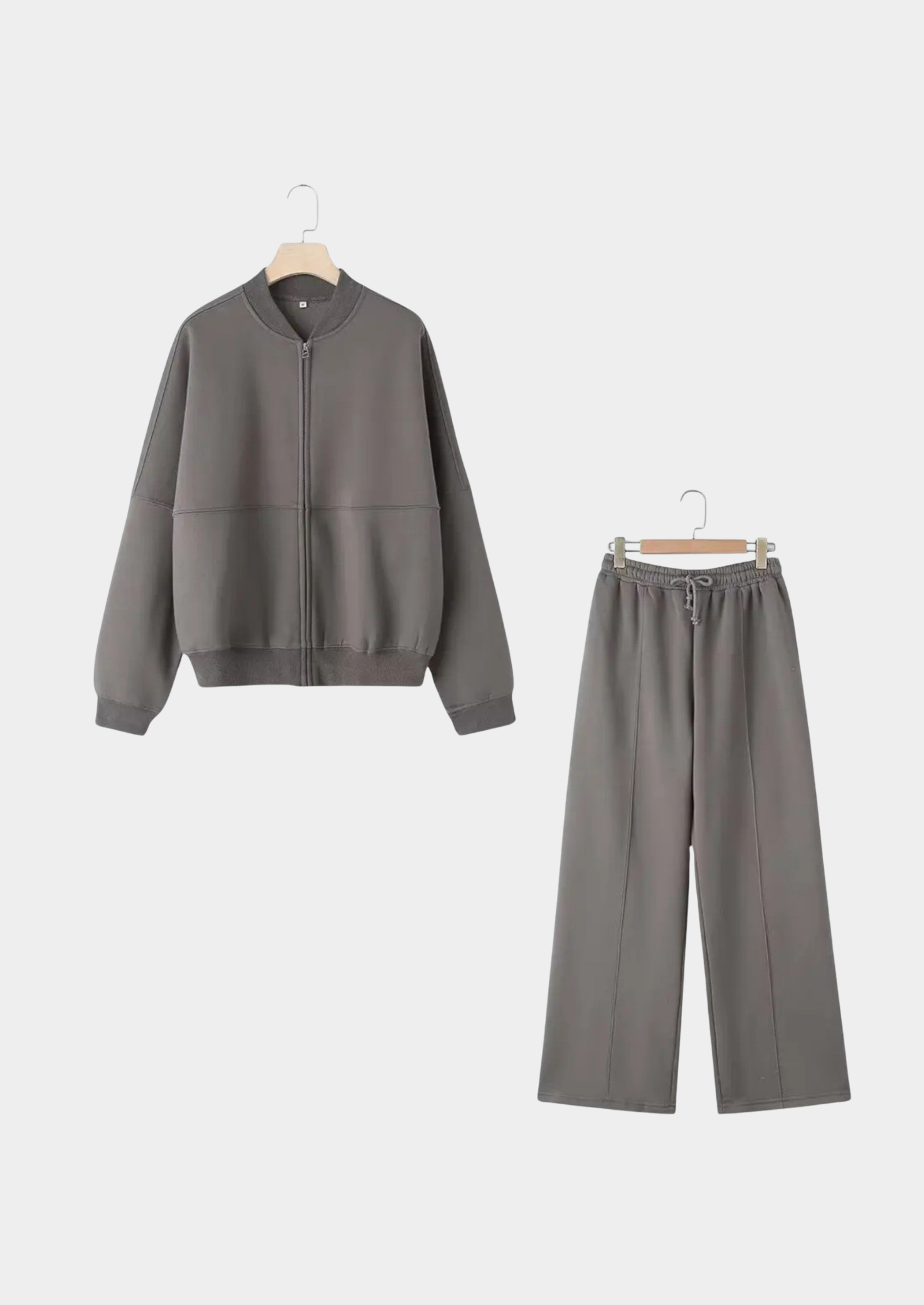 Women’s Two-Piece Set with Zip Jacket and Wide-Leg Trousers