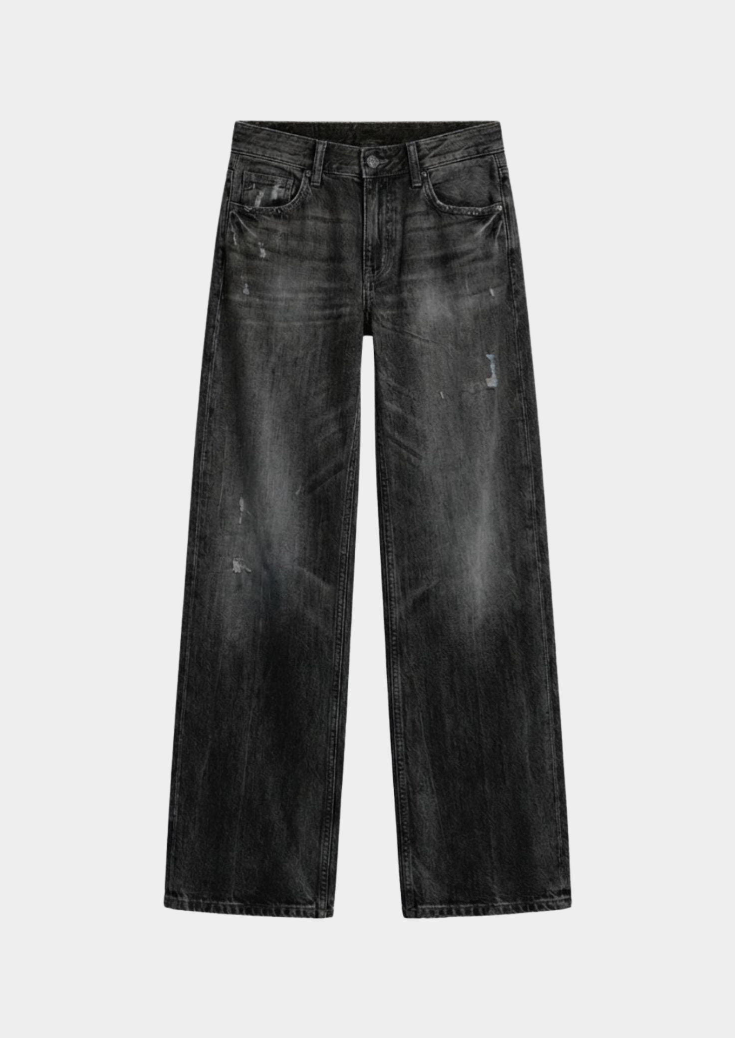 Women’s Wide-Leg Jeans with High Waist and Distressed Finish