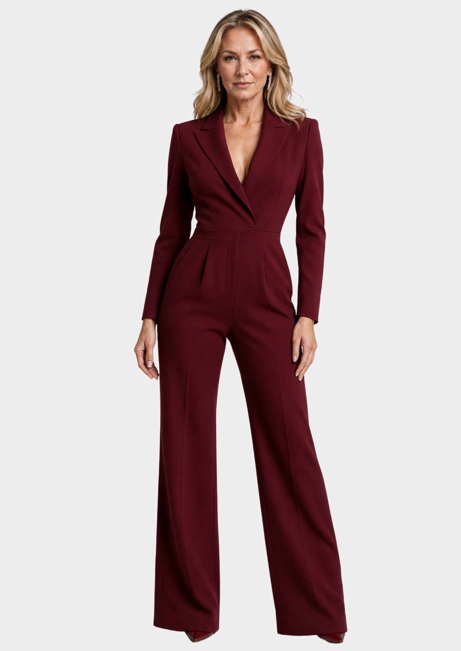 Women’s Wrap Jumpsuit with Long Sleeves and Wide Leg
