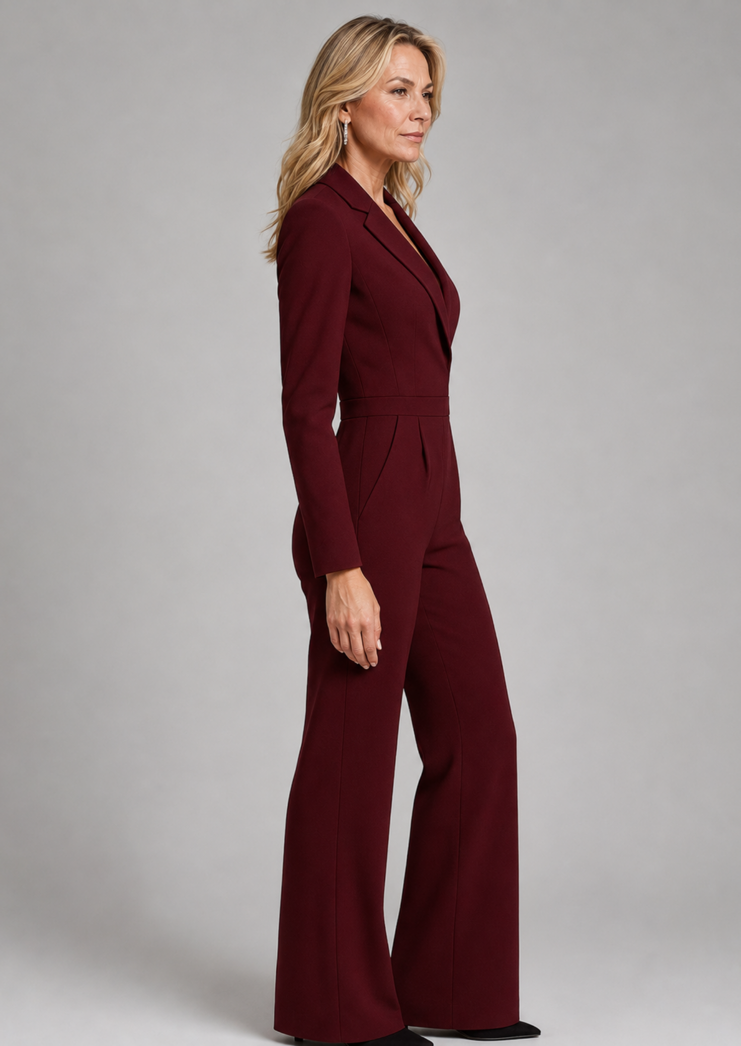 Women’s Wrap Jumpsuit with Long Sleeves and Wide Leg