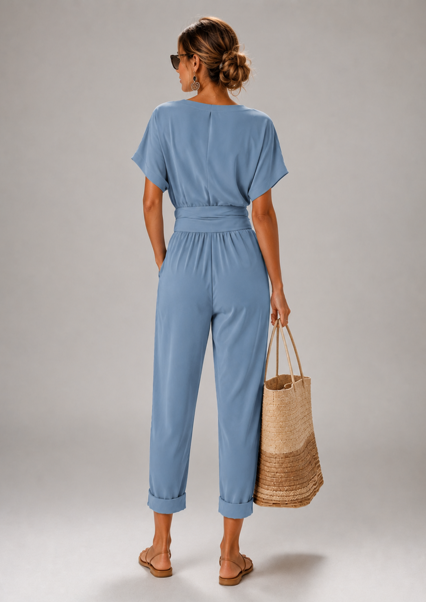 Women’s Wrap Top and Cropped Trousers Set
